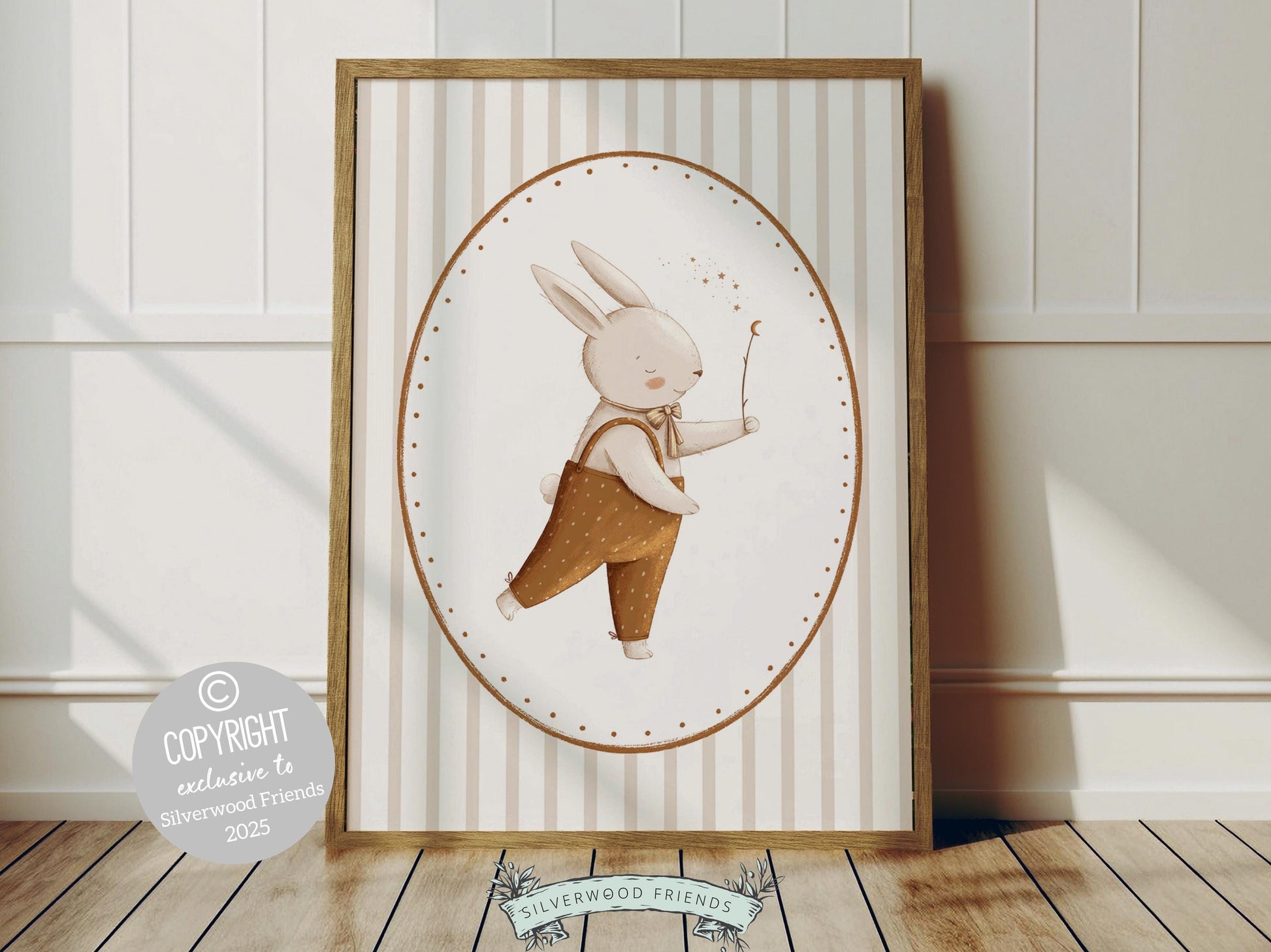 Bear Bunny Nursery Prints, Beige Brown Woodland Bear Bunny Nursery Decor, Teddy Bear Nursery Wall Art Unisex Neutral Nursery Digital Print