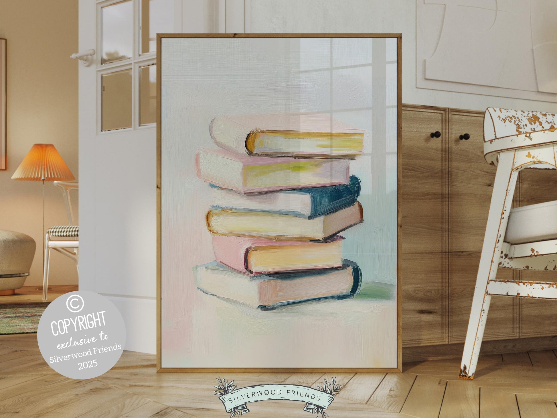 Pastel Pink Book Poster Print, Pastel Book Nook Library Wall Art Print, Pink Girly Bookish Library Decor Apartment Wall Art Digital Print