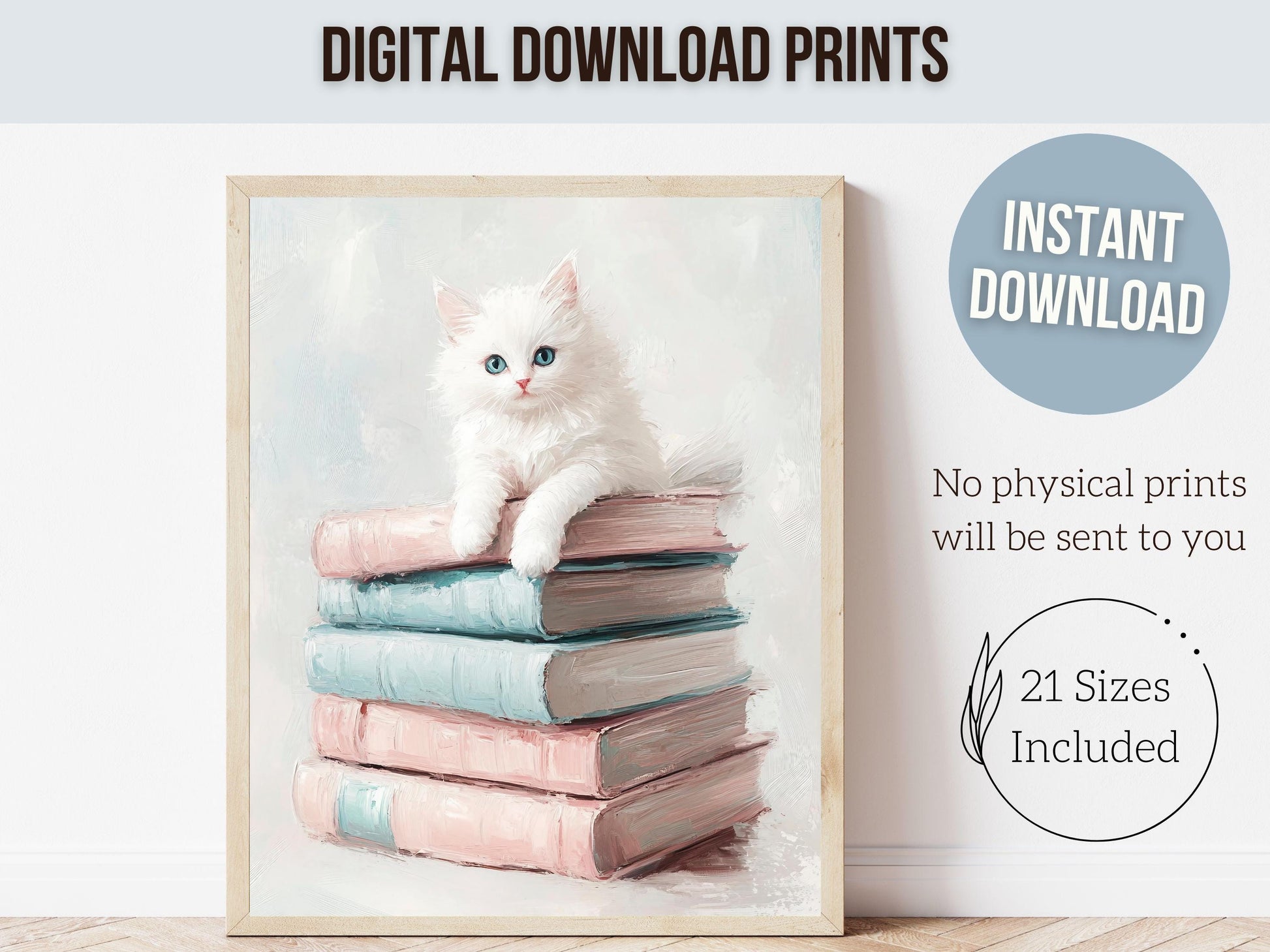 Cat Book Reading Poster, Cat Painting Print, Pastel Book Nook Library Wall Art, Pastel Pink Girly Dorm Room Bookish Cat Decor Digital Print