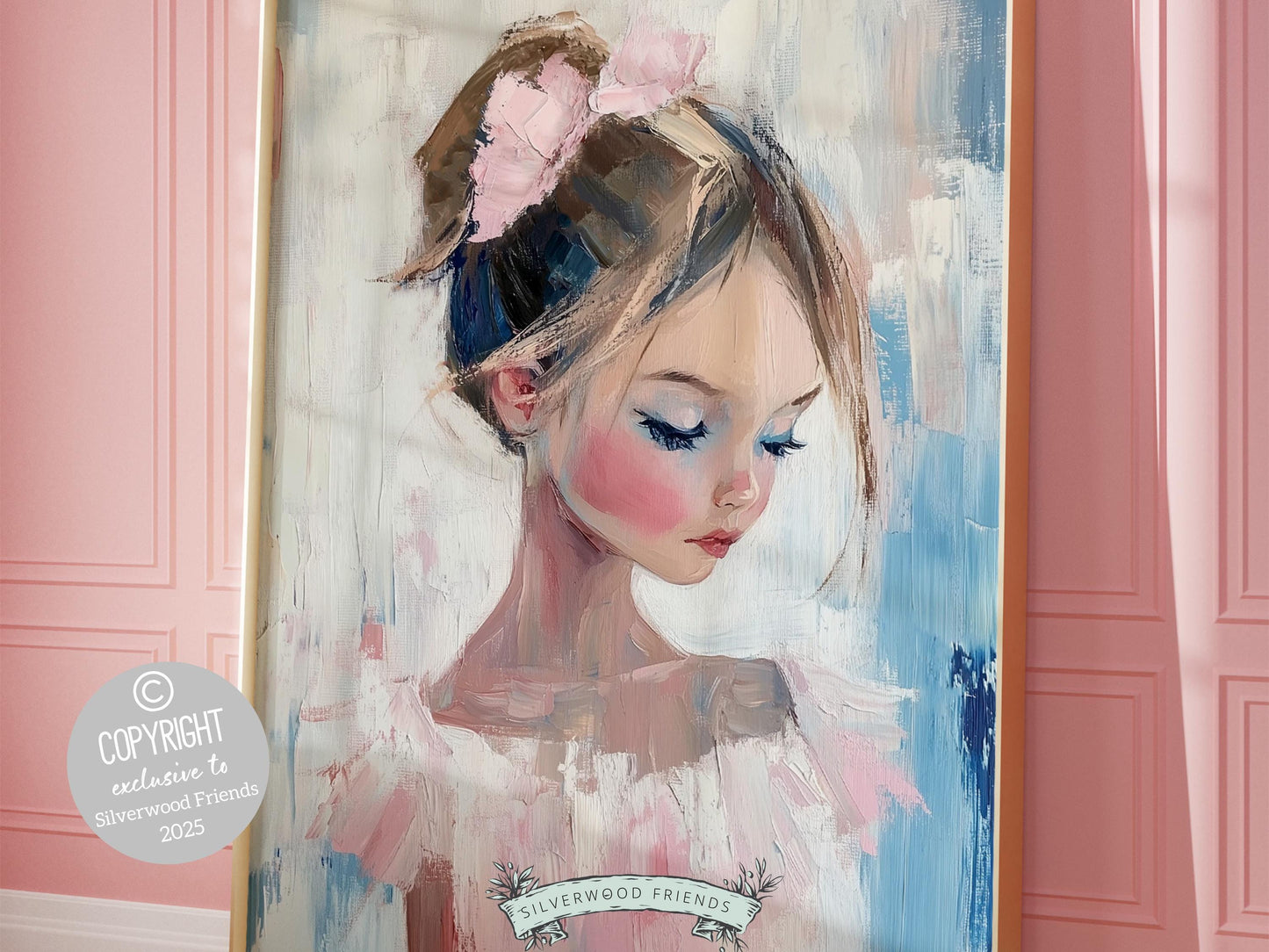 Modern Pink Ballet Girl Pop Art Print, Trendy Pink Dorm Room Wall Art, Maximalist Artwork Baby Girl Ballerina Nursery Wall Art Digital Print