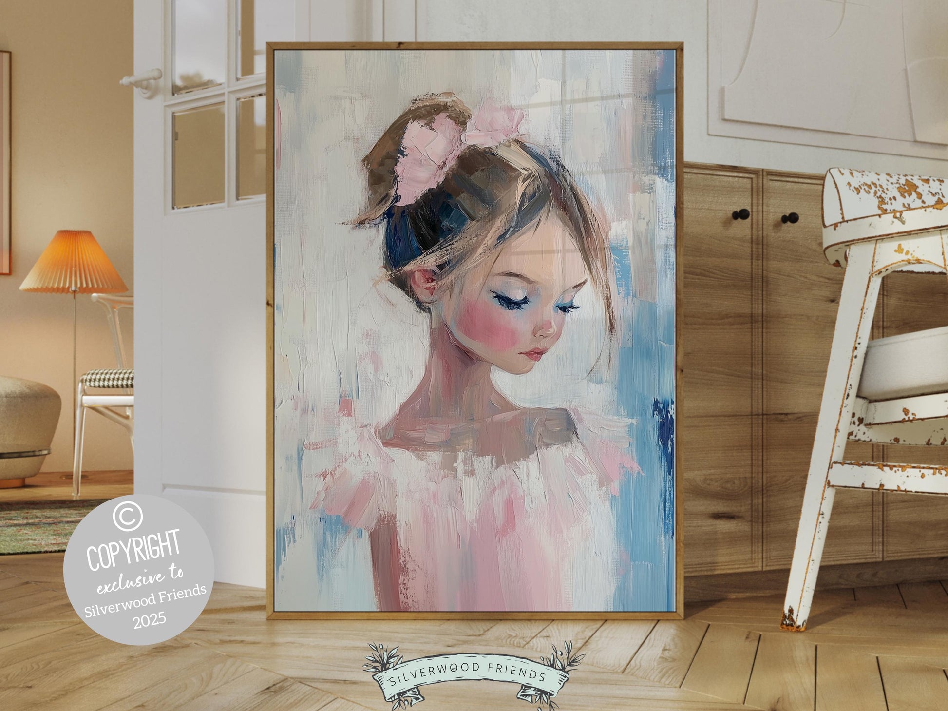 Modern Pink Ballet Girl Pop Art Print, Trendy Pink Dorm Room Wall Art, Maximalist Artwork Baby Girl Ballerina Nursery Wall Art Digital Print