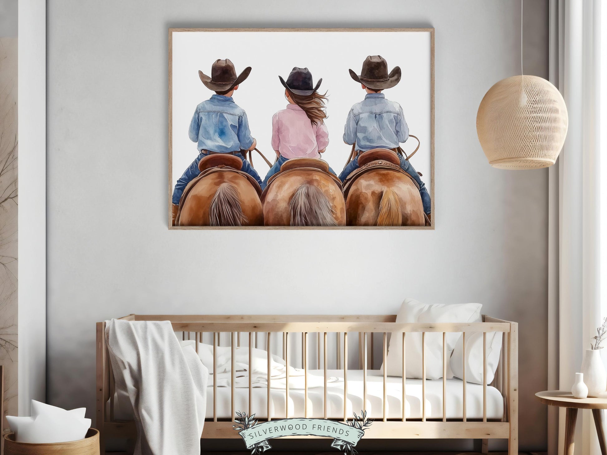 Cowboy Cowgirl Nursery Print, Kids Western Nursery Decor, Kids Room Farmhouse Country Wall Decor Horse Riding Nursery Wall Art Digital Print