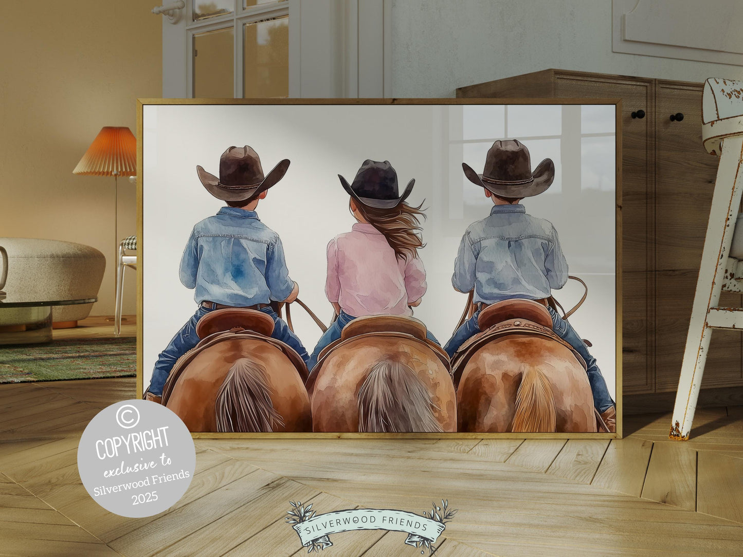 Cowboy Cowgirl Nursery Print, Kids Western Nursery Decor, Kids Room Farmhouse Country Wall Decor Horse Riding Nursery Wall Art Digital Print