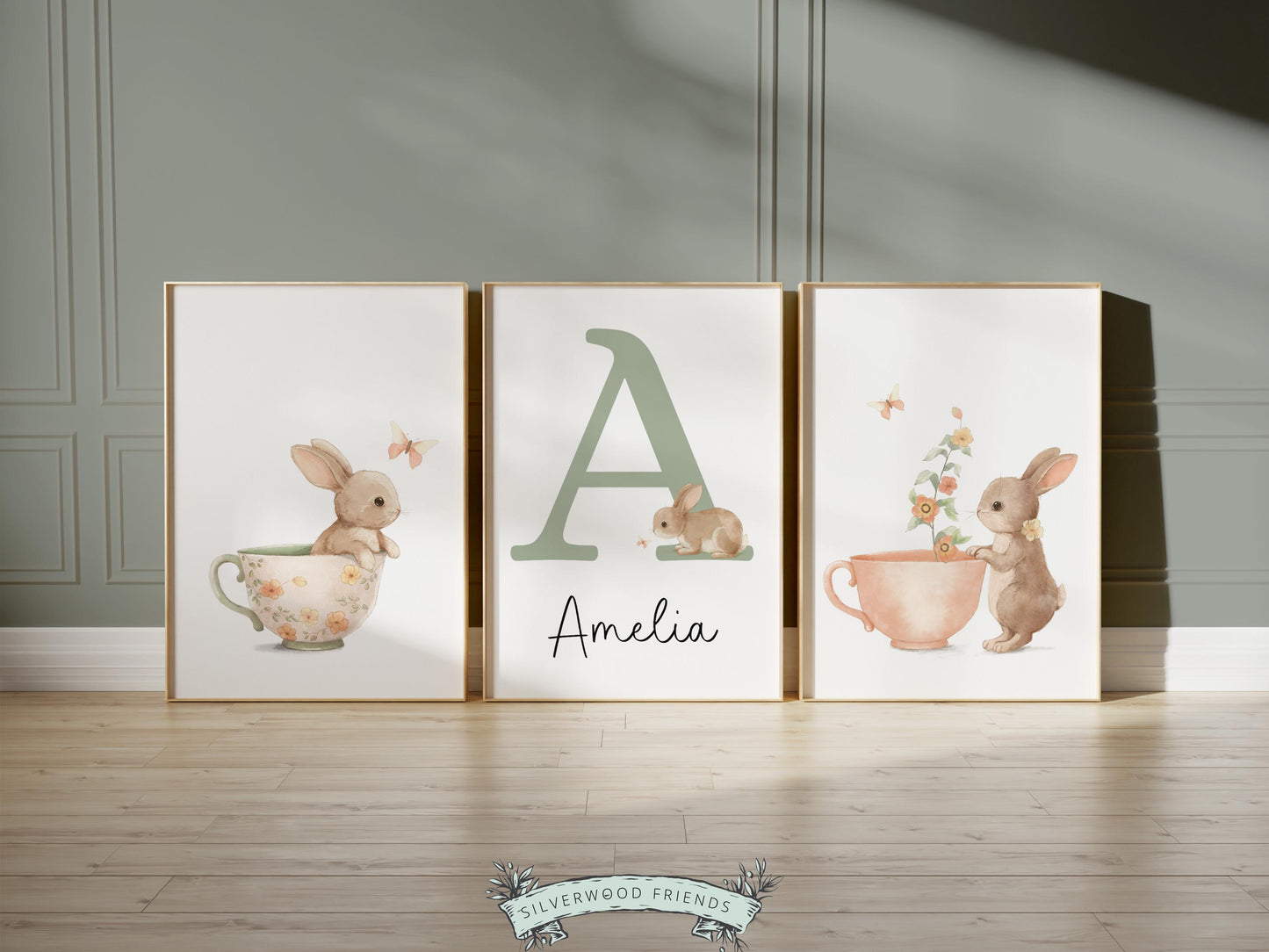 Bunny Nursery Prints, Floral Bunny Nursery Wall Art, Wildflower Nursery Decor, Girl Nursery Prints, Wild Flower Floral Nursery Digital Print