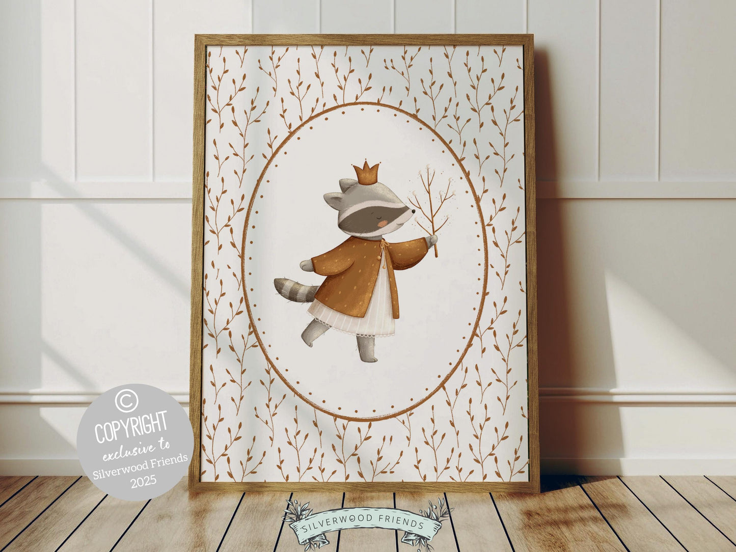 Boho Woodland Nursery Prints, Vintage Woodland Animal Nursery Decor, Vintage Woodland Raccoon Nursery Wall Art,Neutral Nursery Digital Print