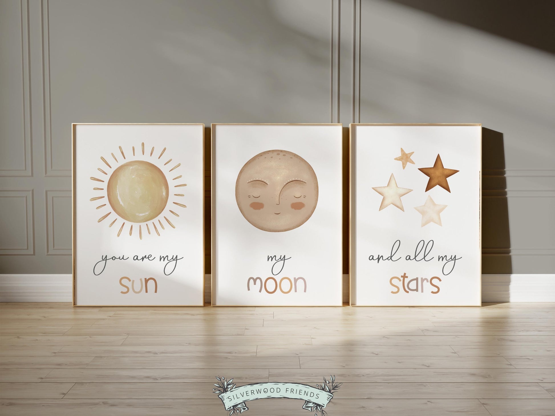You Are My Sun My Moon And All My Stars Boho Nursery Prints, Gender Neutral Unisex Nursery Decor, Kids Boho Playroom Posters Digital Prints