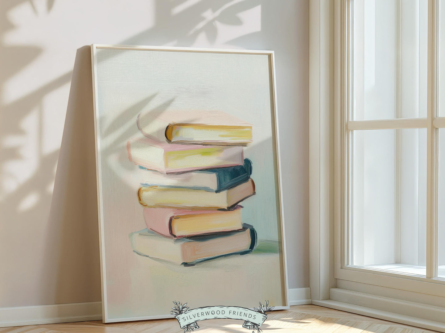 Pastel Pink Book Poster Print, Pastel Book Nook Library Wall Art Print, Pink Girly Bookish Library Decor Apartment Wall Art Digital Print