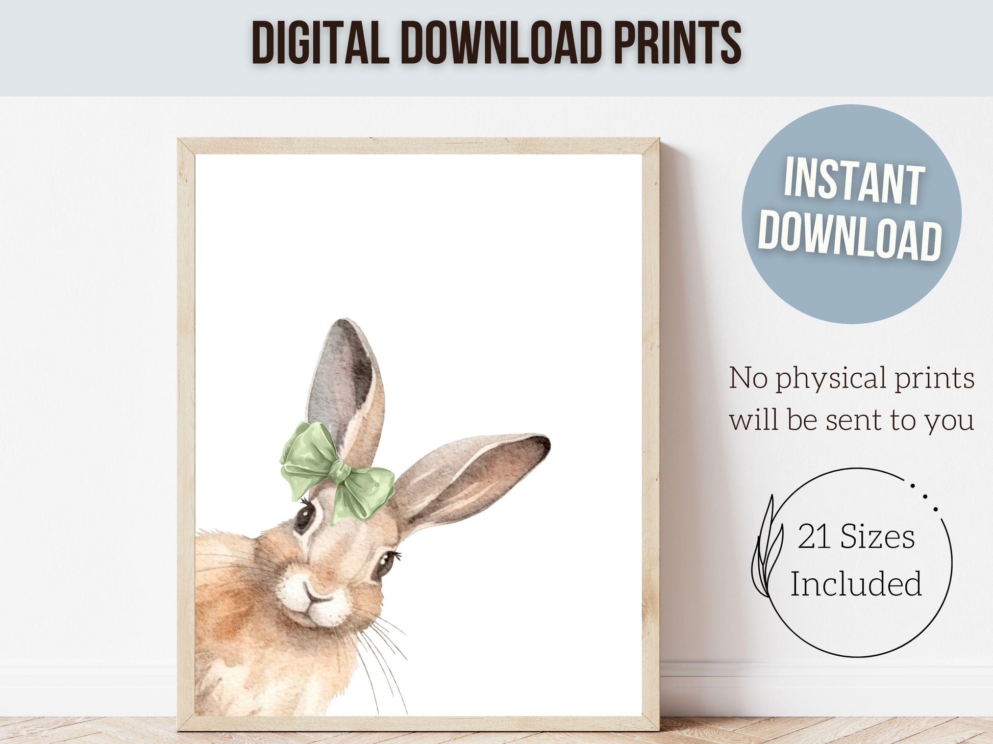 Peeking Bunny Nursery Prints, Green Woodland Forest Bunny Nursery Decor, Kids Room Wall Decor, Bunny Rabbit Nursery Wall Art Digital Prints