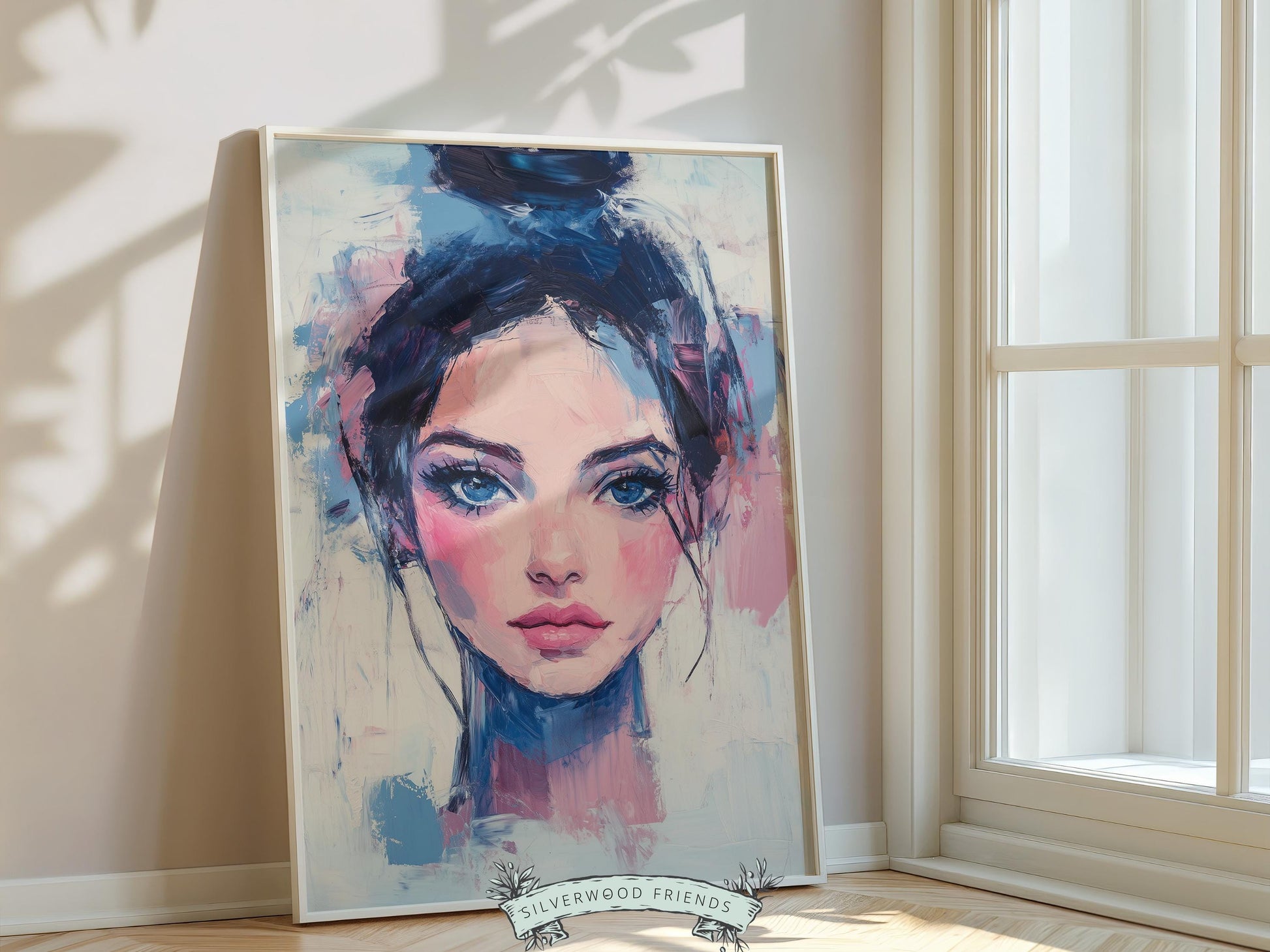 Girl's Colorful Modern Pop Art Print, Trendy Pink Dorm Room Wall Art, Maximalist Artwork, Modern Pink Blue Aesthetic Wall Art Digital Print
