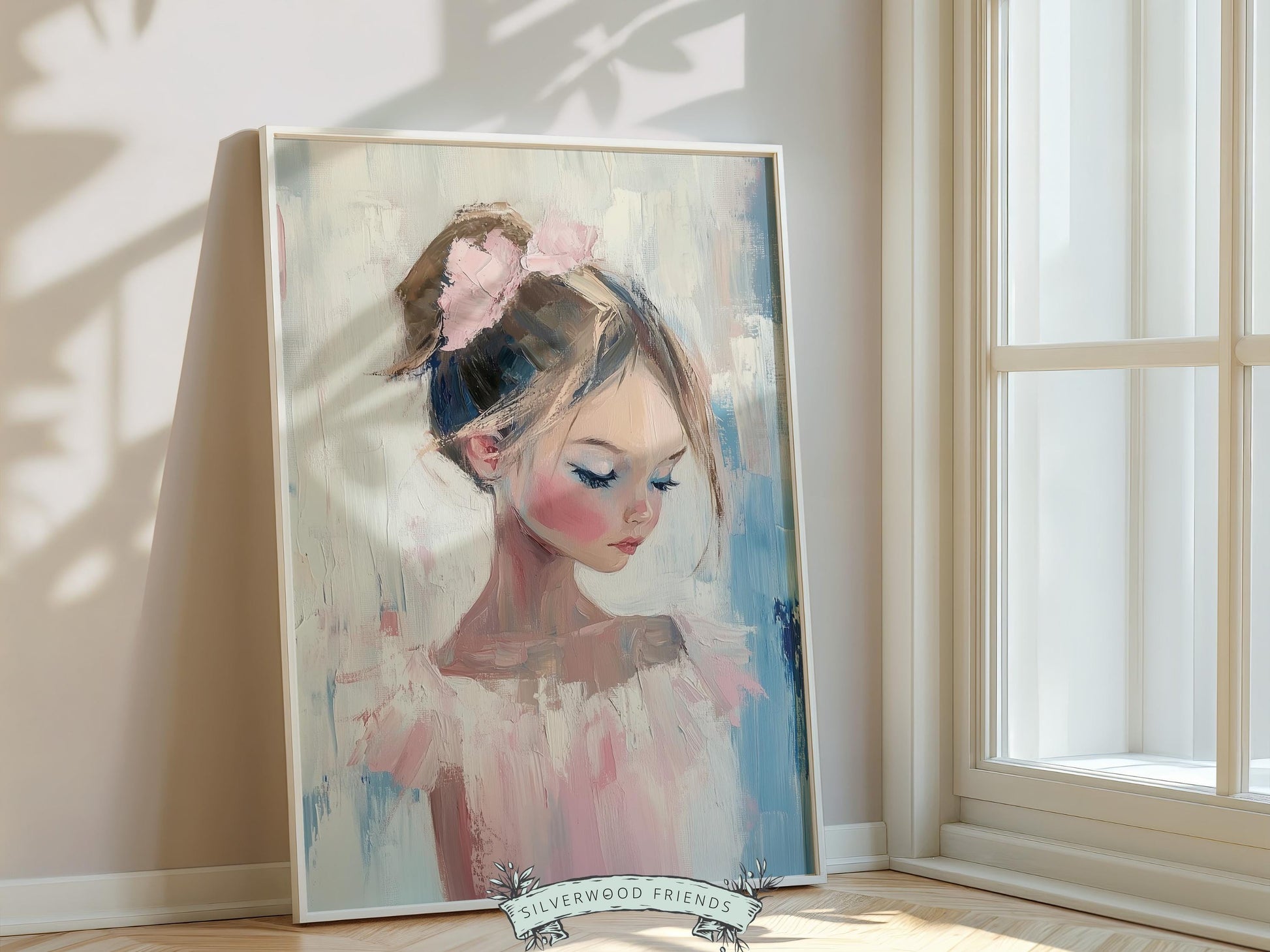 Modern Pink Ballet Girl Pop Art Print, Trendy Pink Dorm Room Wall Art, Maximalist Artwork Baby Girl Ballerina Nursery Wall Art Digital Print