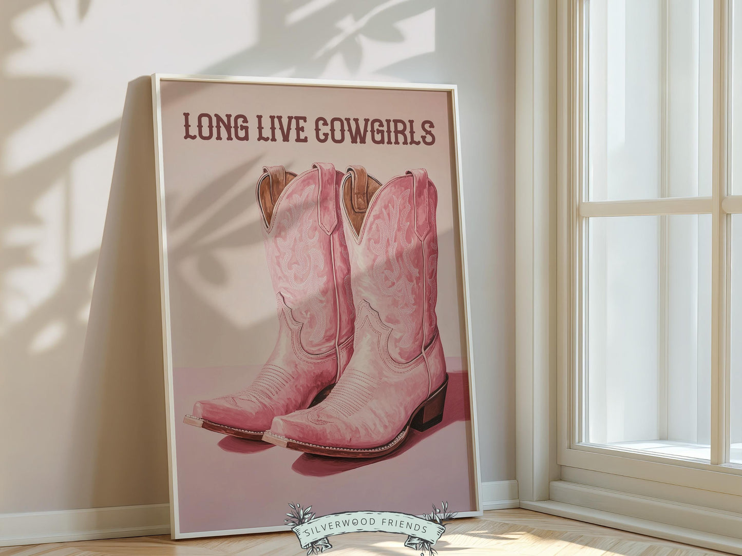 Long Live Cowgirls Print, Pink Cowboy Boots Print, Country Coastal Cowgirl Nursery Print, Teen Girl Country Western Wall Decor Digital Print