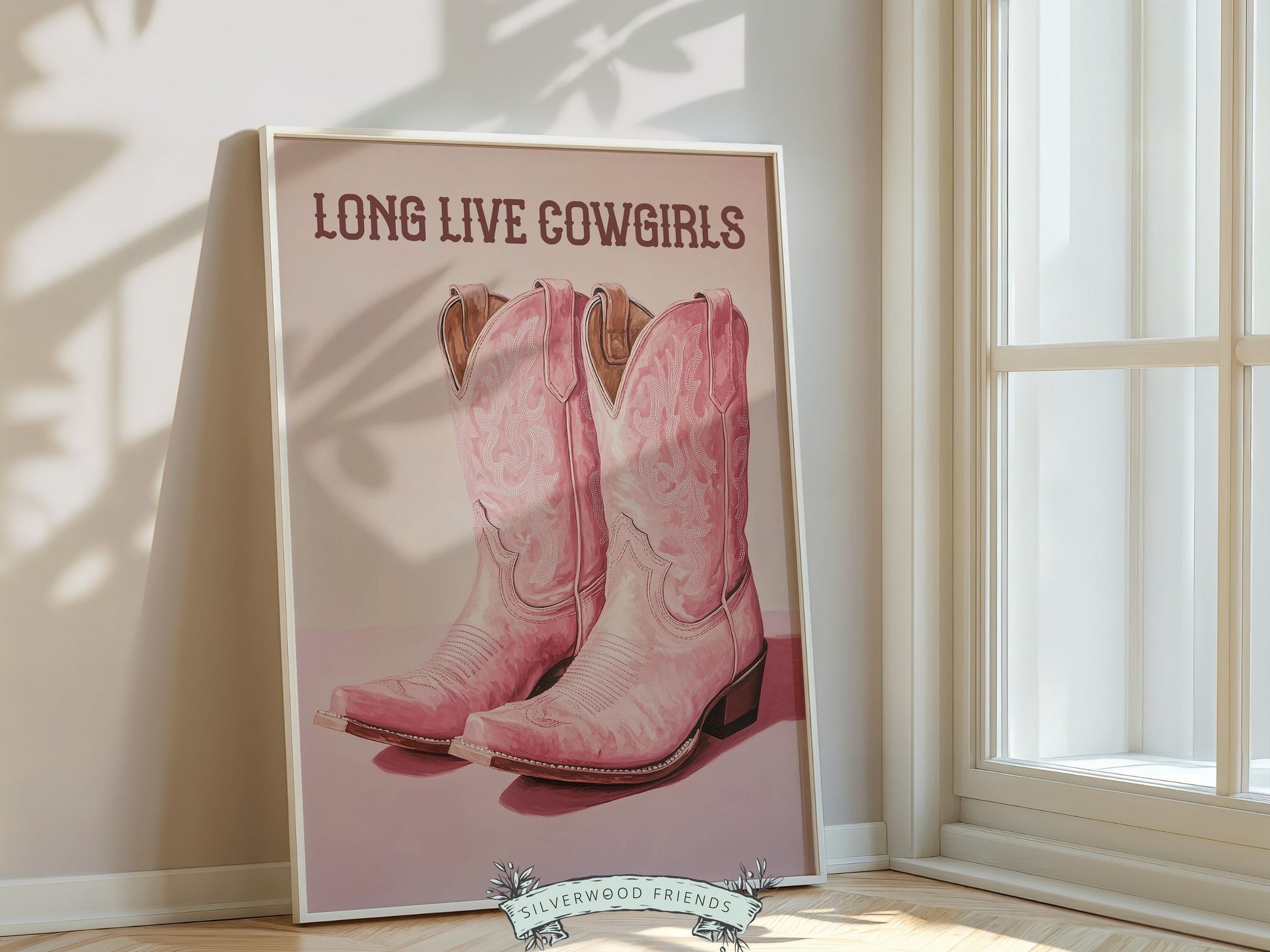 Long Live Cowgirls Print, Pink Cowboy Boots Print, Country Coastal Cowgirl Nursery Print, Teen Girl Country Western Wall Decor Digital Print