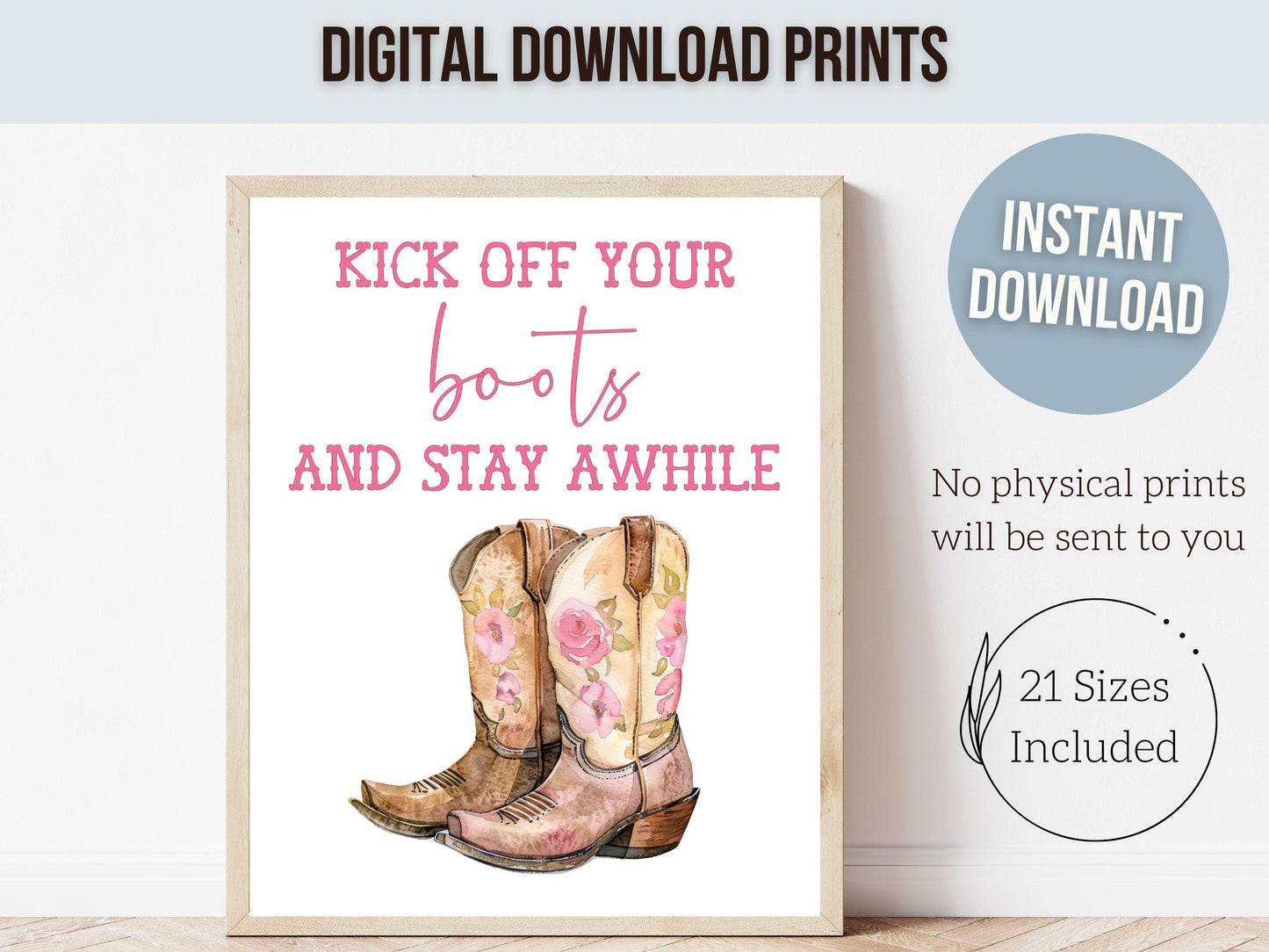 Pink Cowboy Boots Print, Pink Cowgirl Print, Pink Country Western Nursery Wall Art, Front Door Welcome Sign Digital Print
