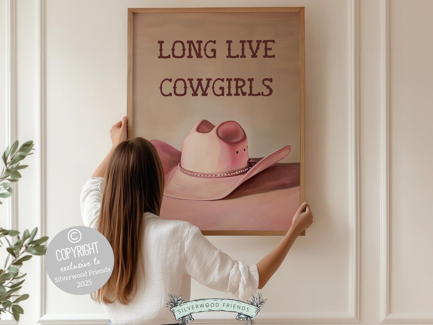 Pink Cowboy Hat Print, Long Live Cowgirls Print, Country Coastal Cowgirl Nursery Print, Teen Girl Country Western Wall Decor Digital Print