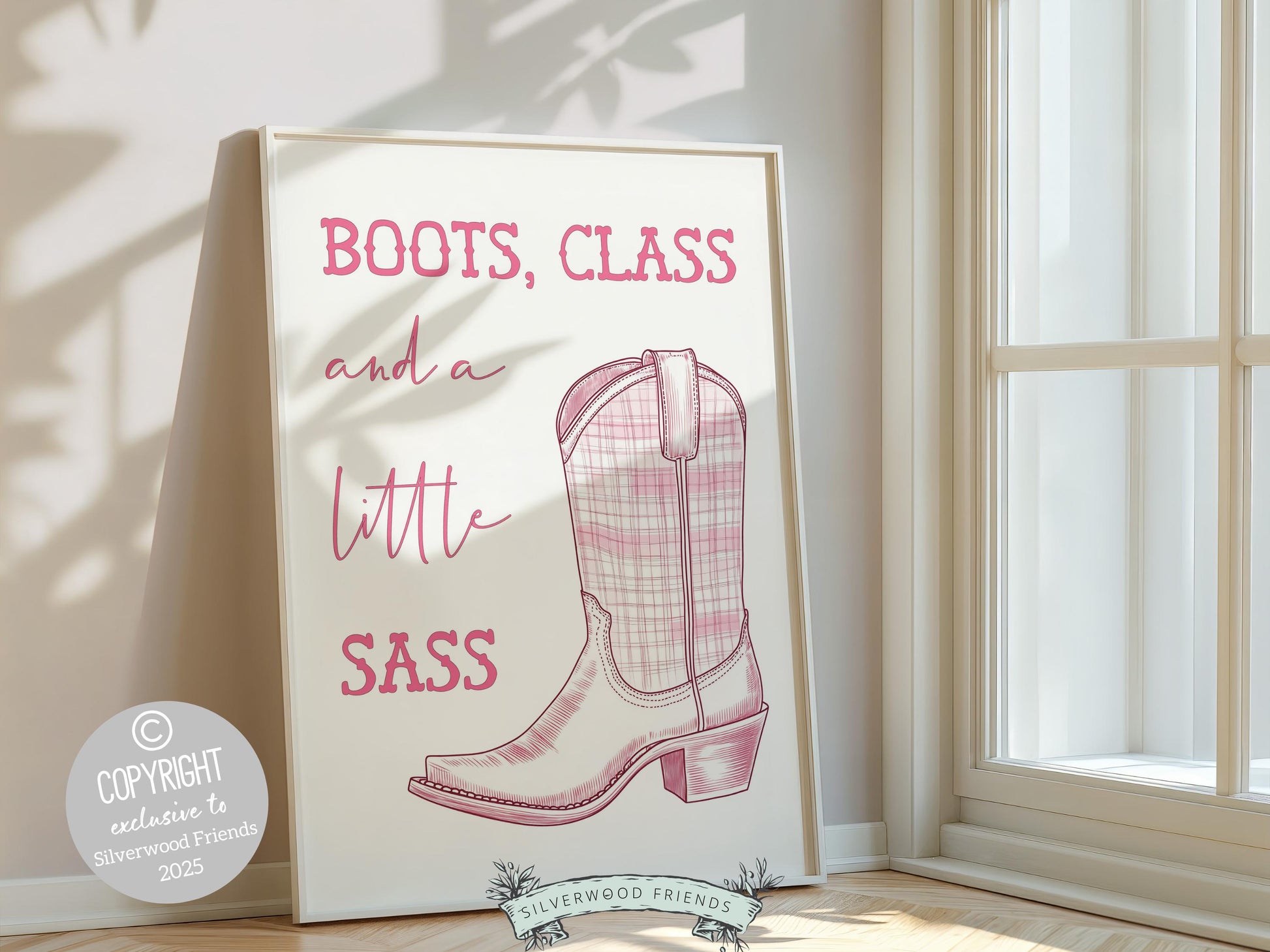Pink Cowboy Boots Print, Pink Cowgirl Boots Nursery Print, Pink Country Western Nursery Wall Art, Teen Girl Country Wall Decor Digital Print