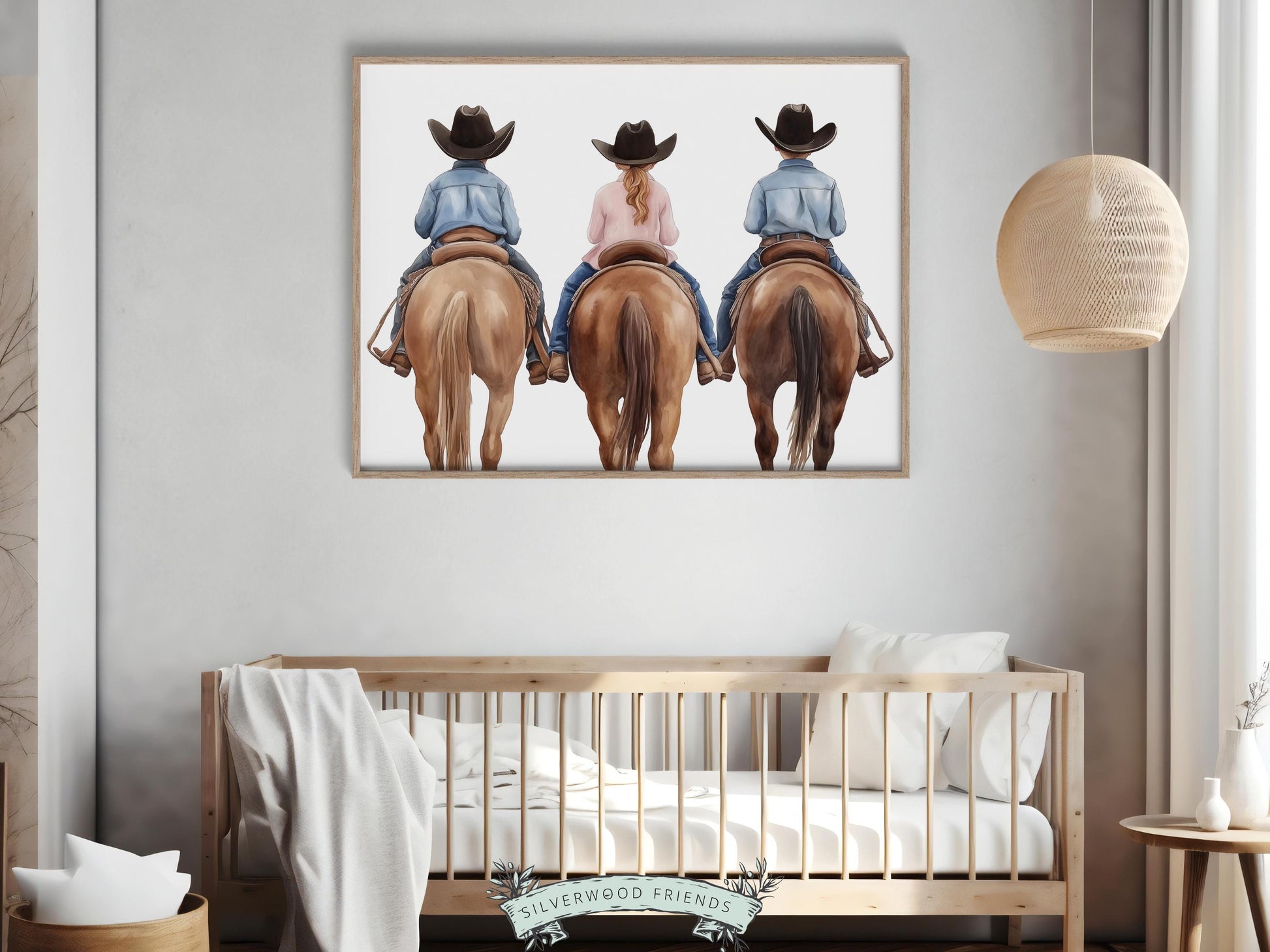 Cowboy Cowgirl Nursery Print, Kids Western Nursery Decor, Kids Room Farmhouse Country Wall Decor,Horse Riding Nursery Wall Art Digital Print