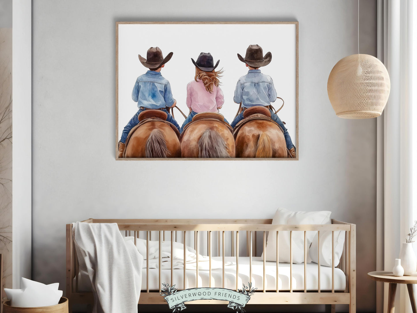 Cowboy Cowgirl Nursery Print, Kids Western Nursery Decor, Kids Room Farmhouse Country Wall Decor Horse Riding Nursery Wall Art Digital Print