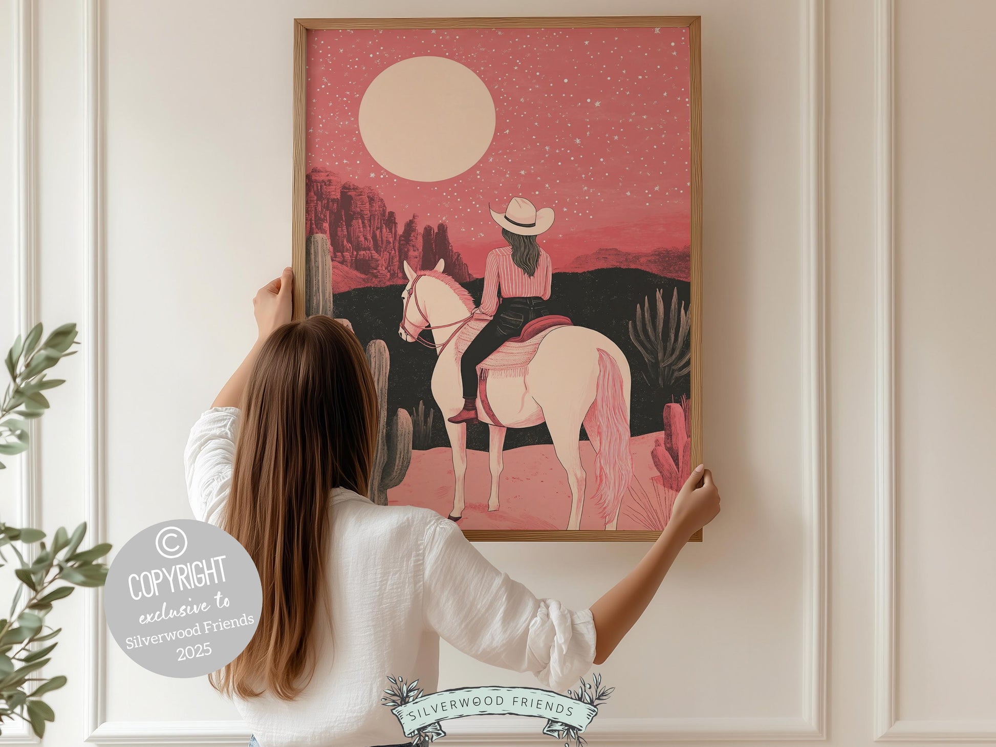 Pink Cowgirl Print Western Nursery Decor, Preppy Dorm Room Wall Decor, Moody South West Wall Art, Teen Girl Western Wall Decor Digital Print