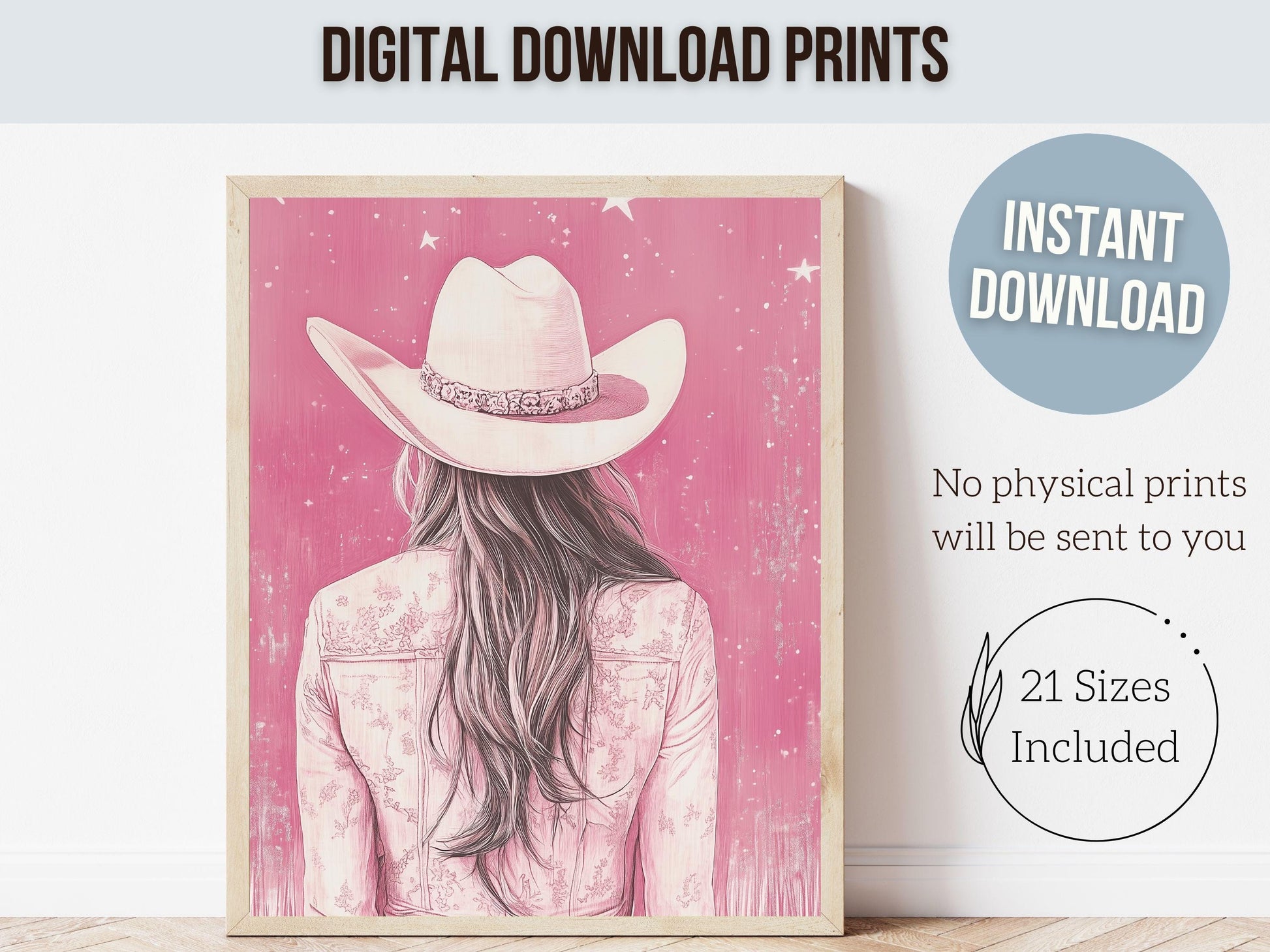 Pink Cowgirl Western Print, Preppy Dorm Room Desert Wall Decor, Moody South West Nursery Wall Art, Teen Girl Trendy Wall Decor Digital Print