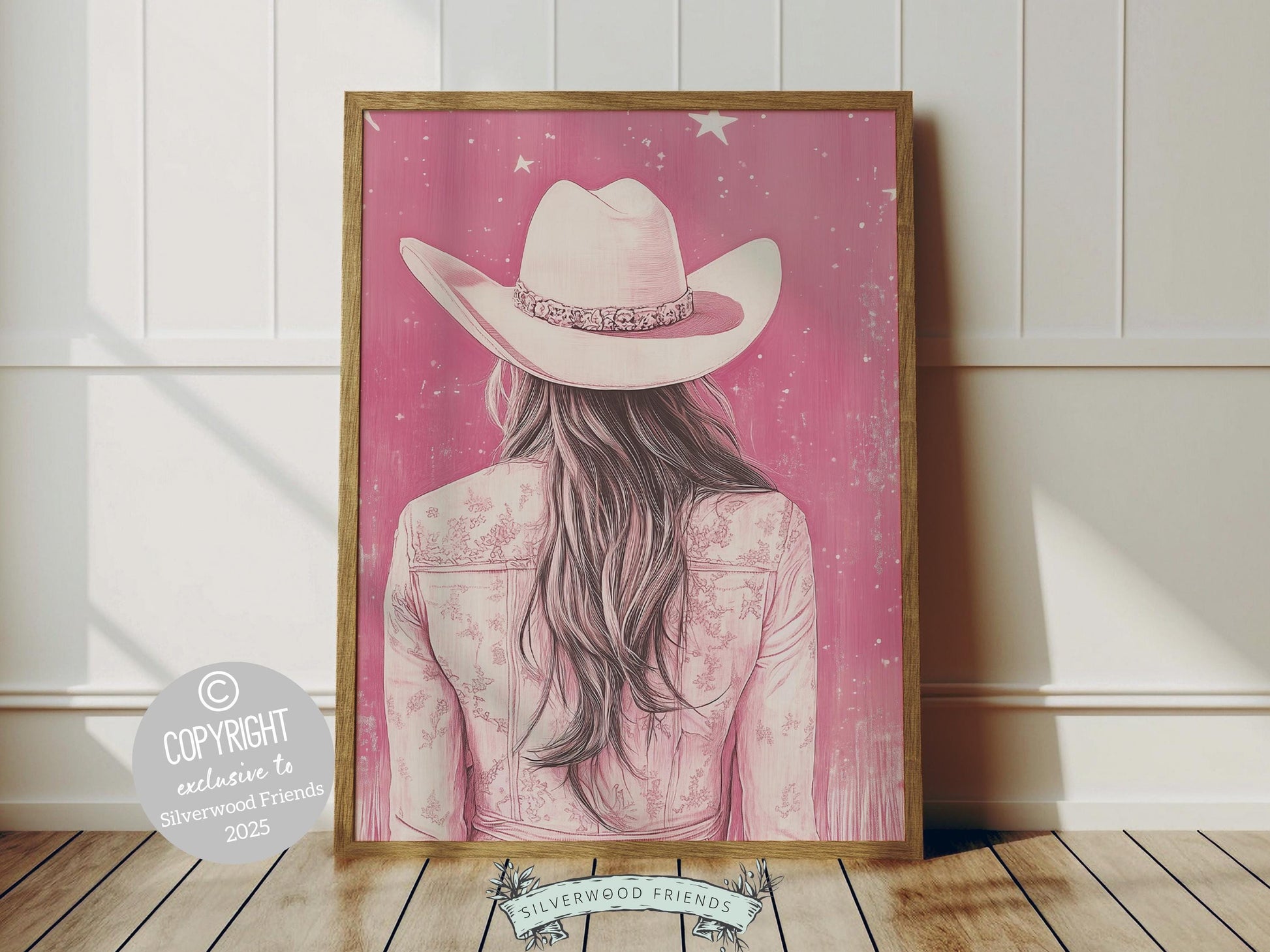 Pink Cowgirl Western Print, Preppy Dorm Room Desert Wall Decor, Moody South West Nursery Wall Art, Teen Girl Trendy Wall Decor Digital Print
