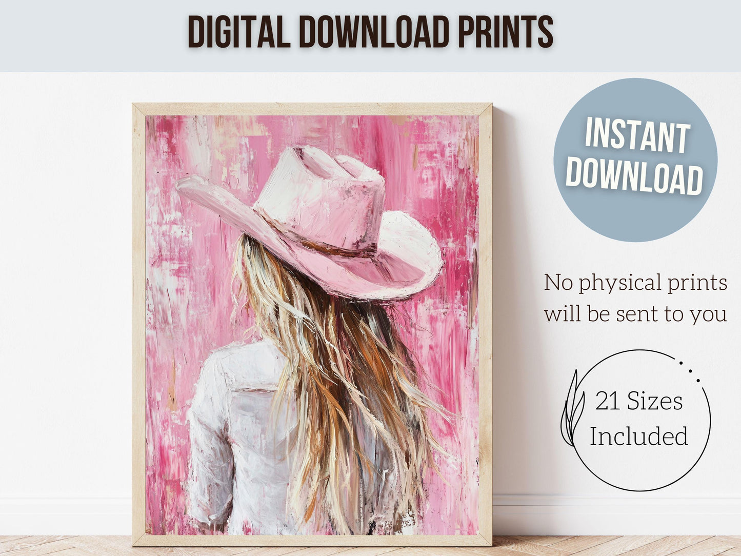 Pink Cowgirl Western Print, Preppy Dorm Room Desert Wall Decor, Western Cowgirl Nursery Wall Art, Teen Girl Trendy Wall Decor Digital Print