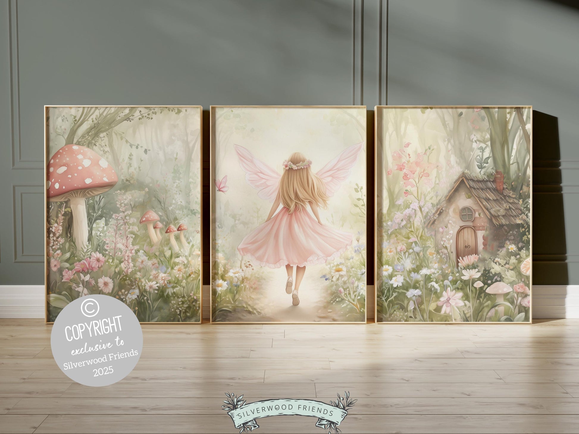 Wildflower Fairy Garden Nursery Prints, Baby Girl Woodland Forest Fairy Nursery Decor, Fairies Nursery Wall Art Fairy Room Digital Prints