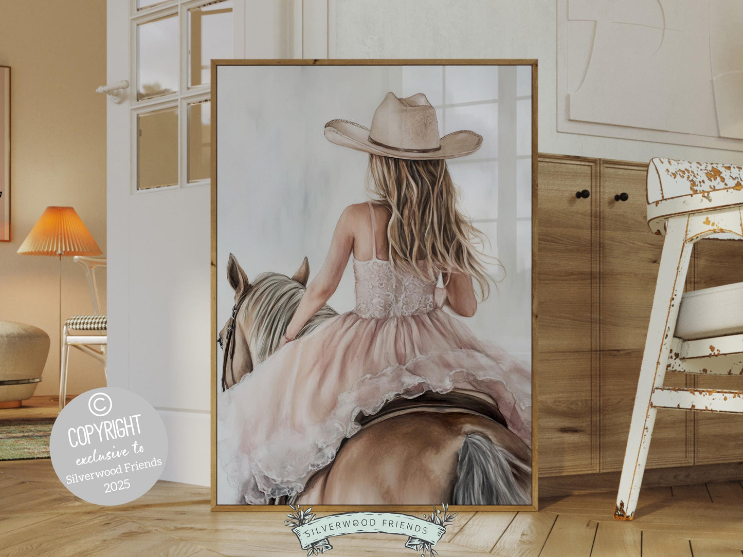 Cowgirl Nursery Print, Baby Girl Western Cowgirl Nursery Decor, Little Girl Horse Riding Nursery Wall Art, Girl's Horse Room Digital Print
