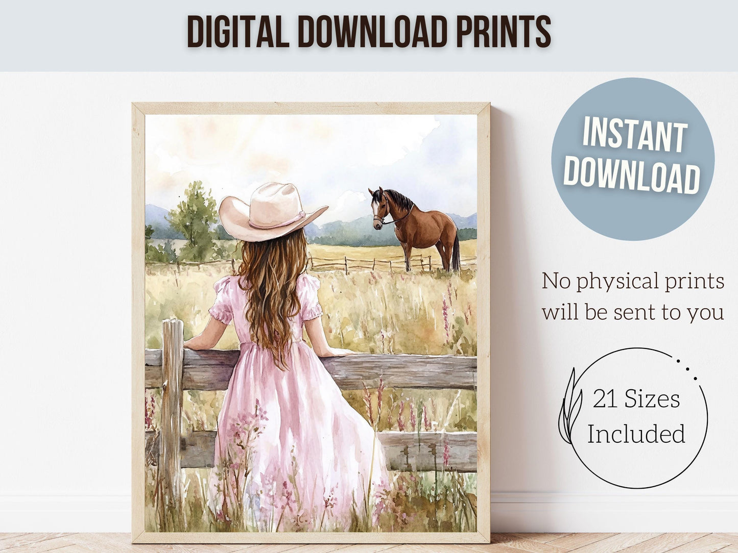 Cowgirl Nursery Print, Baby Girl Western Cowgirl Nursery Decor, Little Girl Horse Riding Nursery Wall Art, Girl's Horse Room Digital Print