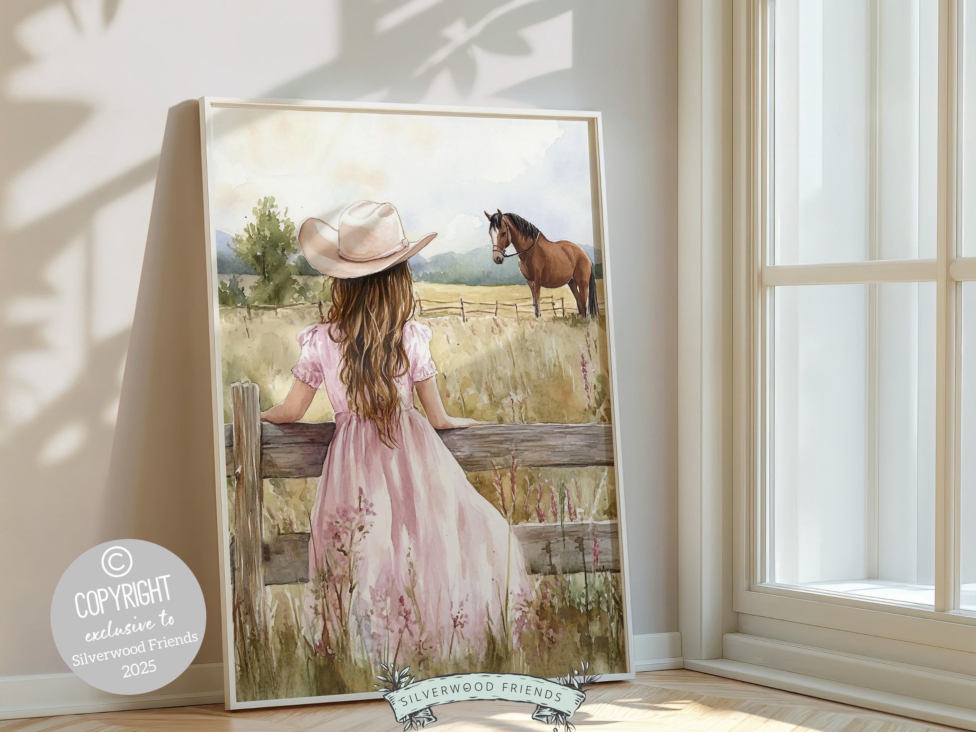 Cowgirl Nursery Print, Baby Girl Western Cowgirl Nursery Decor, Little Girl Horse Riding Nursery Wall Art, Girl's Horse Room Digital Print