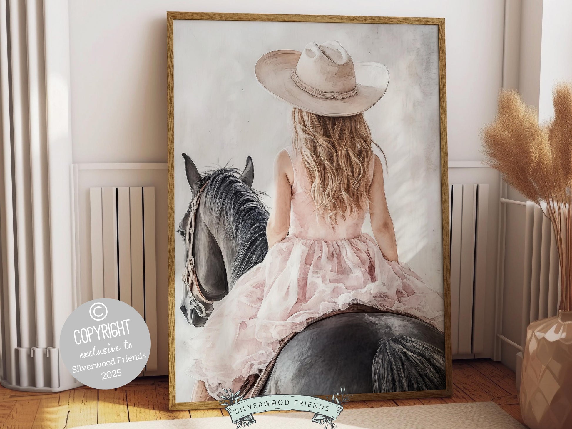 Cowgirl Nursery Print, Baby Girl Western Cowgirl Nursery Decor, Little Girl Horse Riding Nursery Wall Art, Girl's Horse Room Digital Print