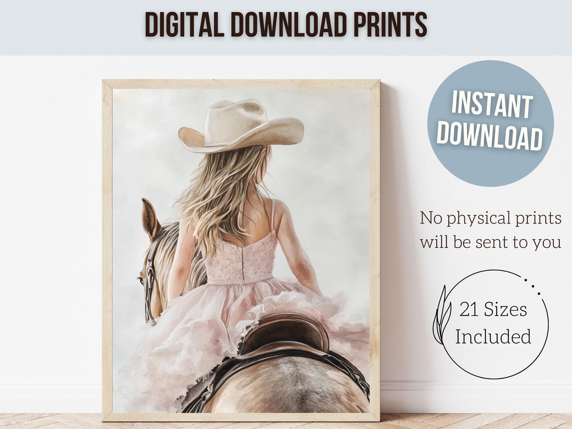 Cowgirl Nursery Print, Baby Girl Western Cowgirl Nursery Decor, Little Girl Horse Riding Nursery Wall Art, Girl's Horse Room Digital Print
