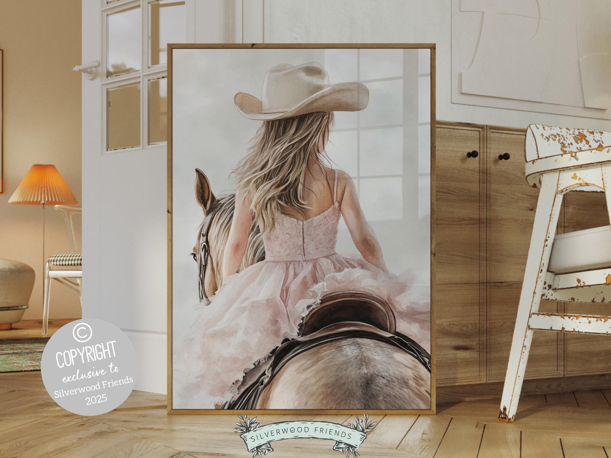 Cowgirl Nursery Print, Baby Girl Western Cowgirl Nursery Decor, Little Girl Horse Riding Nursery Wall Art, Girl's Horse Room Digital Print