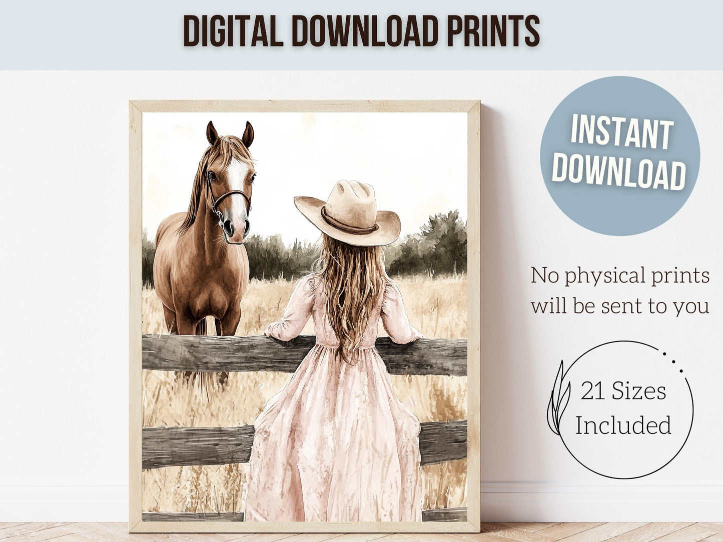 Cowgirl Horse Print, Cowgirl Western Nursery Decor, Country Girl Horse Riding Room Print, Rustic Country Farmhouse Horse Decor Digital Print