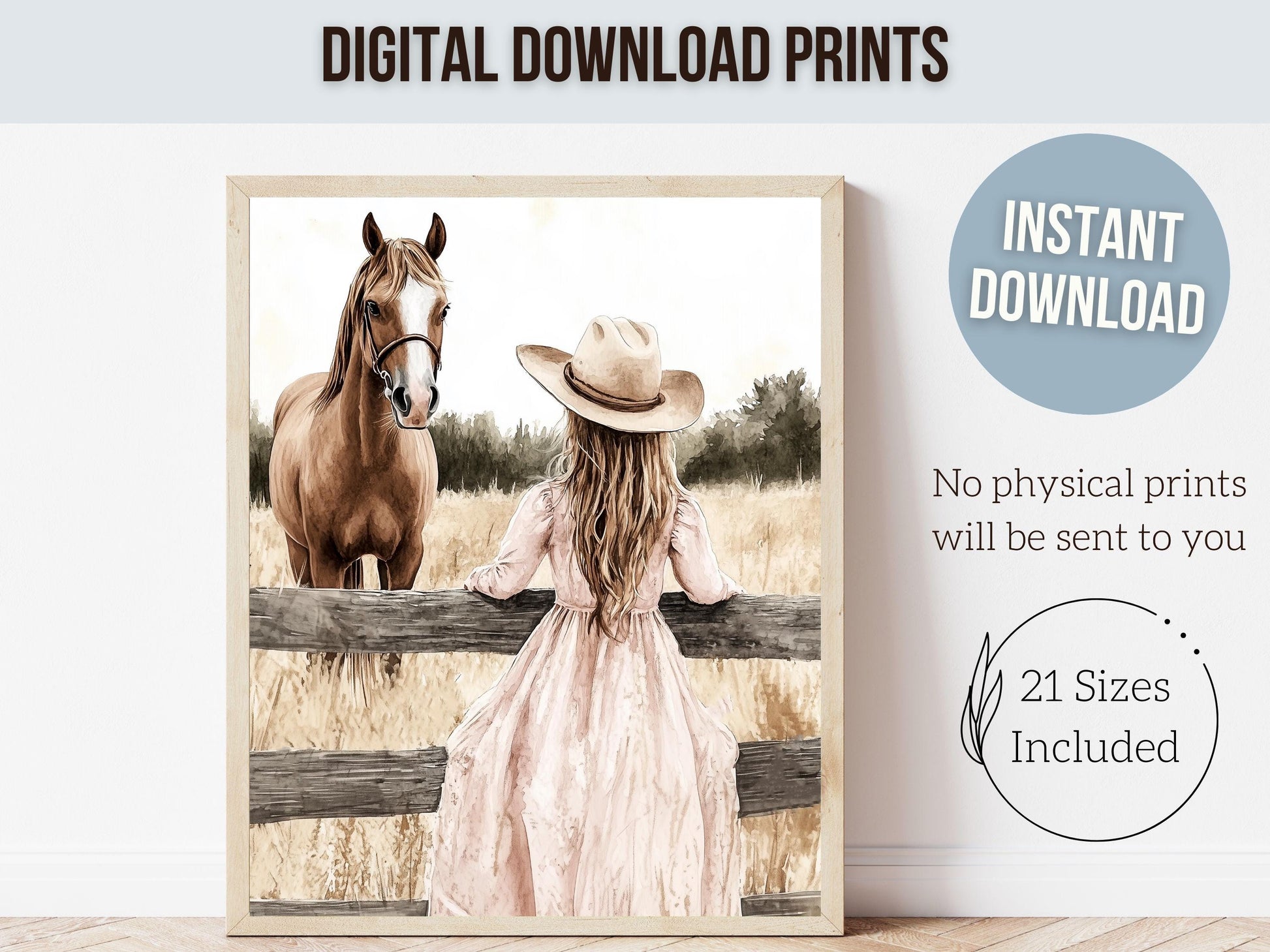 Cowgirl Horse Print, Cowgirl Western Nursery Decor, Country Girl Horse Riding Room Print, Rustic Country Farmhouse Horse Decor Digital Print