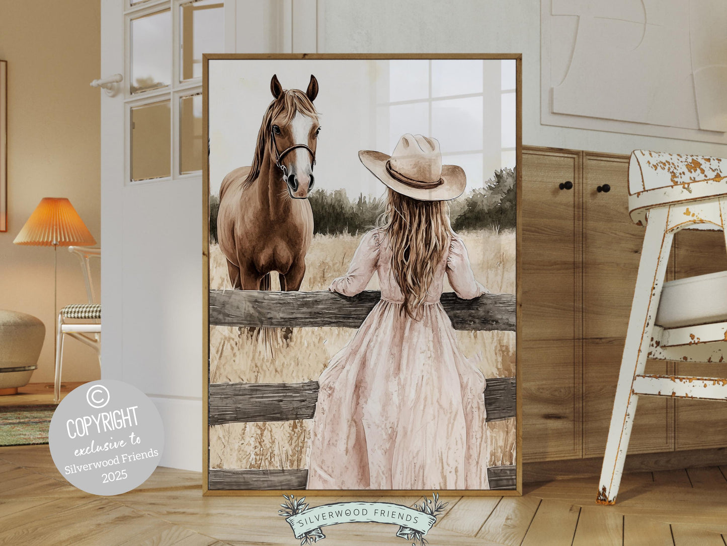 Cowgirl Horse Print, Cowgirl Western Nursery Decor, Country Girl Horse Riding Room Print, Rustic Country Farmhouse Horse Decor Digital Print