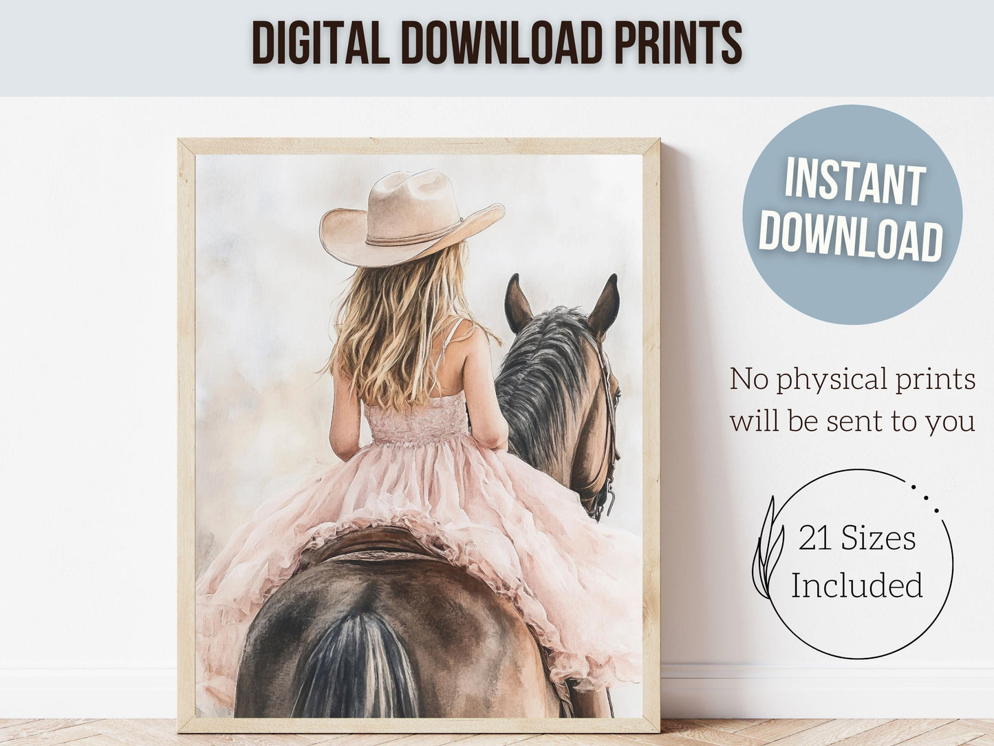 Cowgirl Nursery Print, Baby Girl Western Cowgirl Nursery Decor, Little Girl Horse Riding Nursery Wall Art, Girl's Horse Room Digital Print