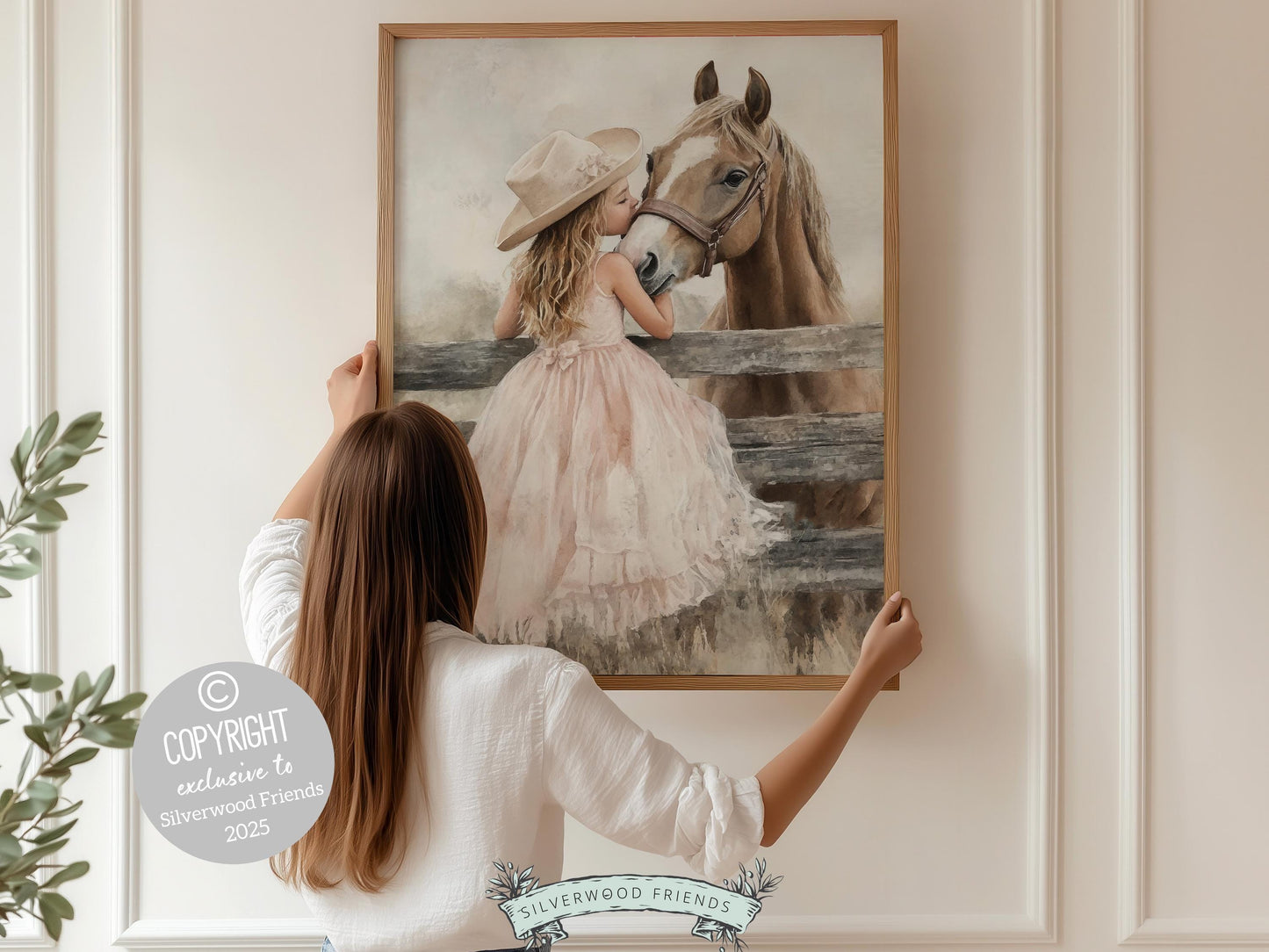 Cowgirl Horse Print, Cowgirl Nursery Decor, Whimsical Western Decor, Girls Rustic Horse Riding Picture Dorm Room Wall Decor Digital Print