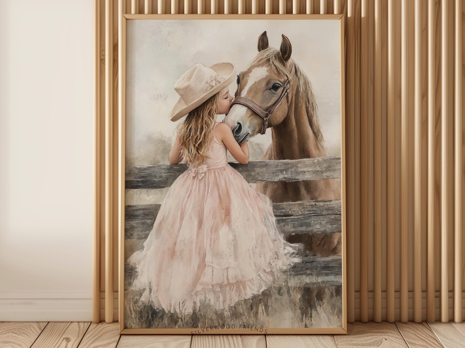 Cowgirl Horse Print, Cowgirl Nursery Decor, Whimsical Western Decor, Girls Rustic Horse Riding Picture Dorm Room Wall Decor Digital Print