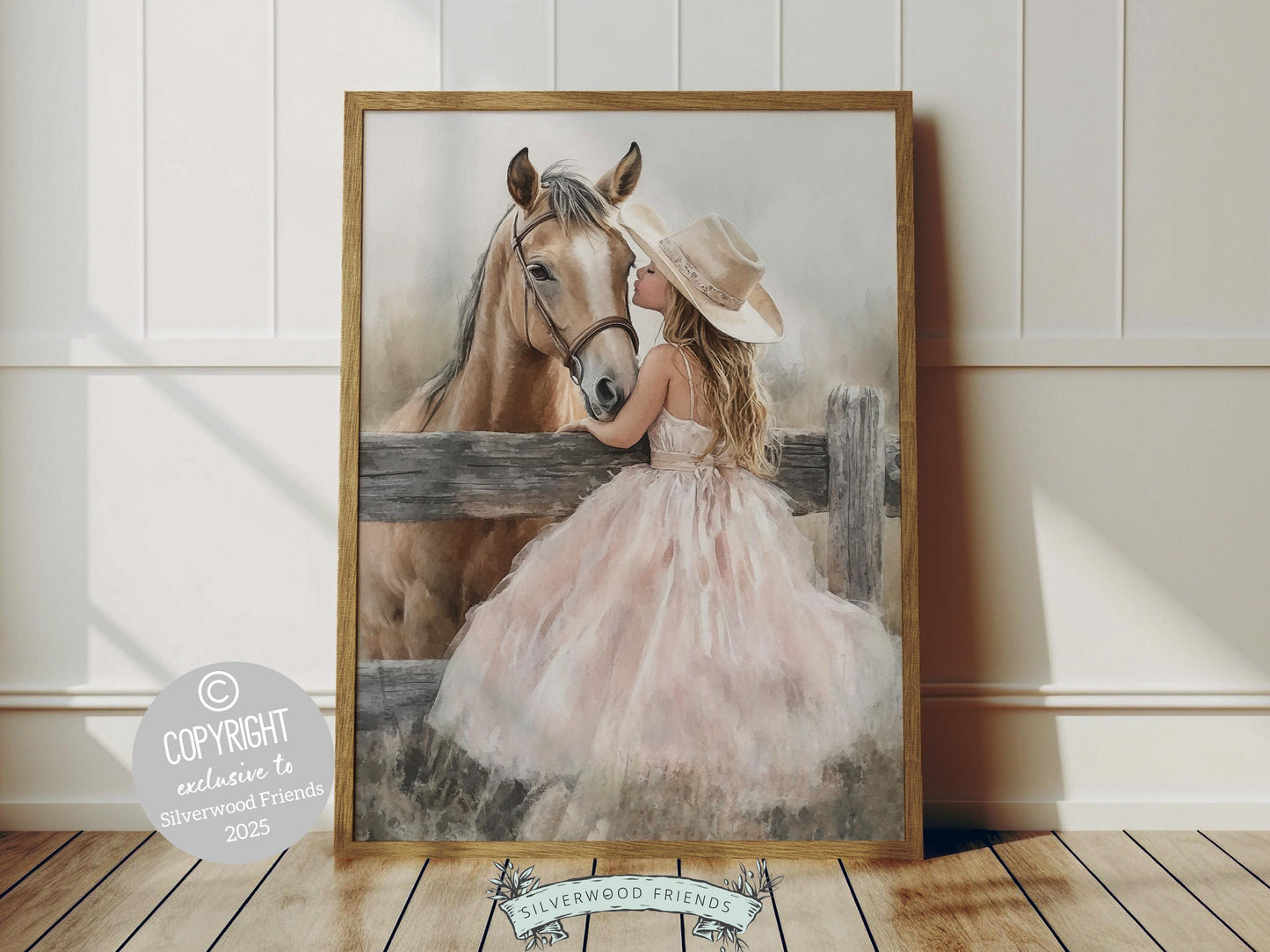 Cowgirl Horse Print, Cowgirl Nursery Decor, Whimsical Western Decor, Girls Rustic Horse Riding Picture Dorm Room Wall Decor Digital Print