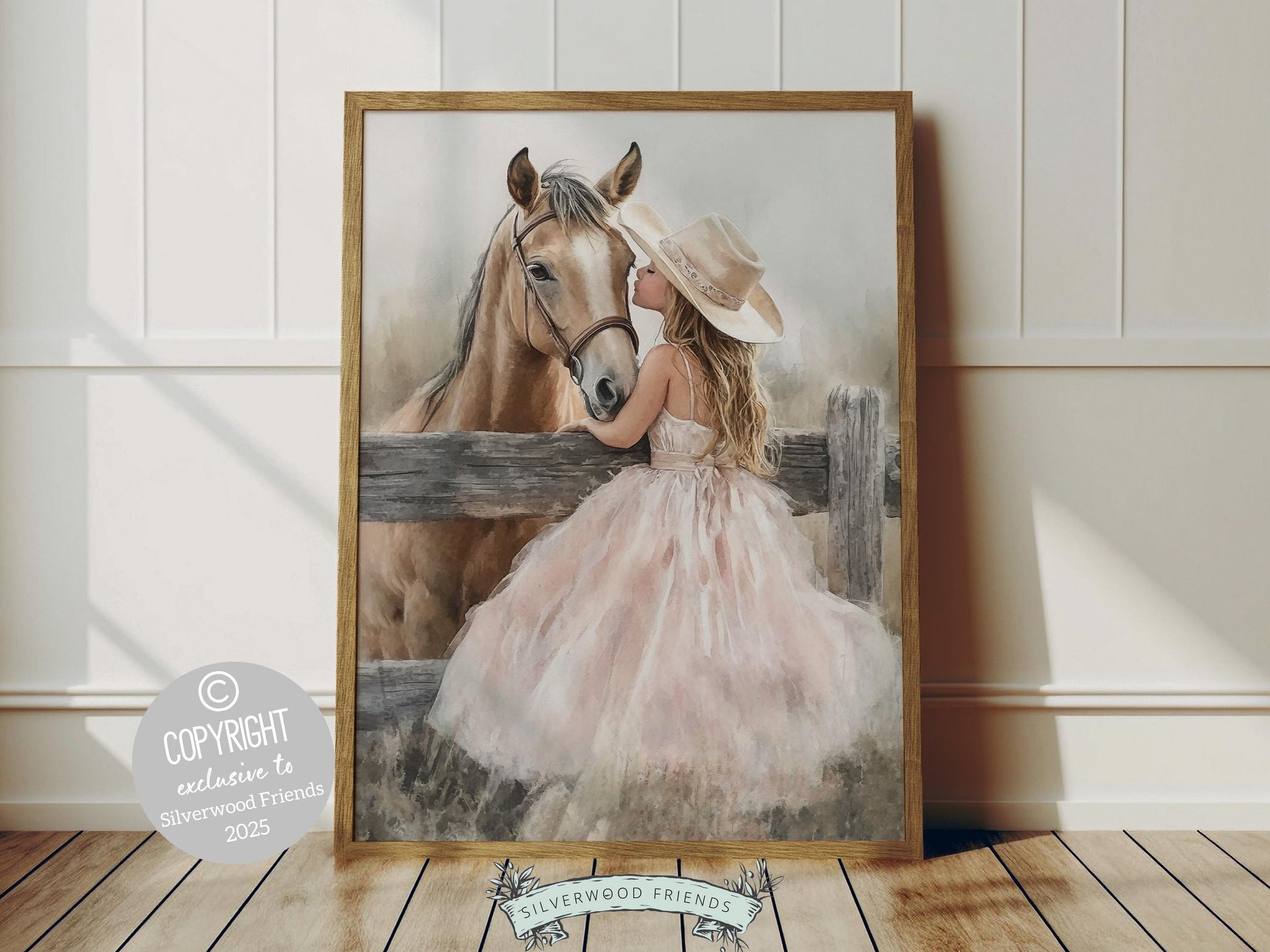 Cowgirl Horse Print, Cowgirl Nursery Decor, Whimsical Western Decor, Girls Rustic Horse Riding Picture Dorm Room Wall Decor Digital Print
