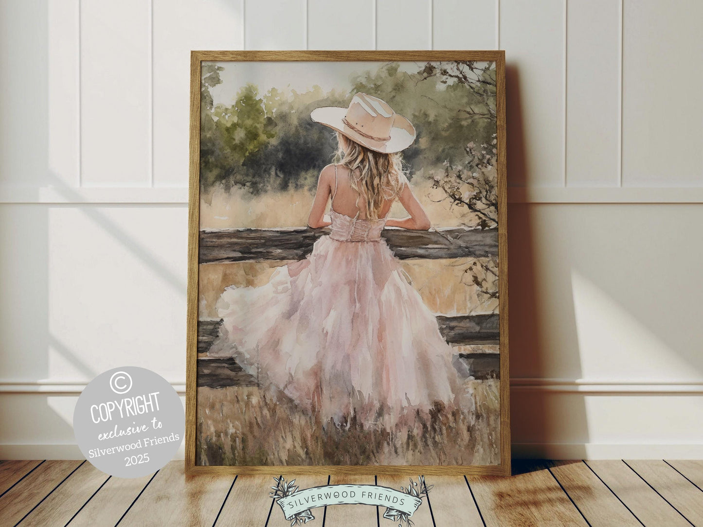Celebrate the beauty of the cowgirl spirit with this stunning watercolor print, capturing a cowgirl in a quiet moment by the paddock fence. Perfect for horse-themed decor or any western space, this artwork makes a unique and heartfelt gift for equestrian enthusiasts and horse lovers alike!