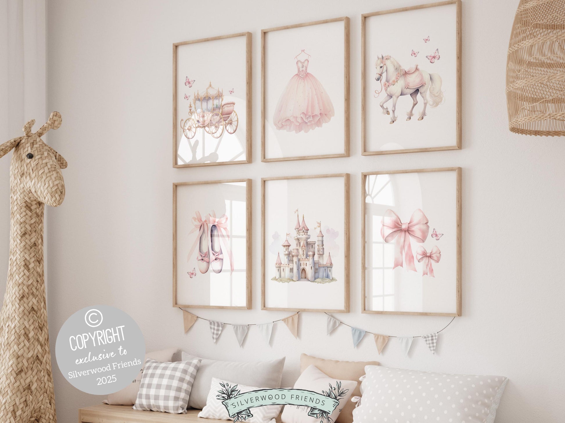 Baby Girls Princess Nursery Prints, Fairy Tale Nursery Decor, Fairytale Nursery Wall Art, Girls Princess Bedroom Wall Decor Digital Prints