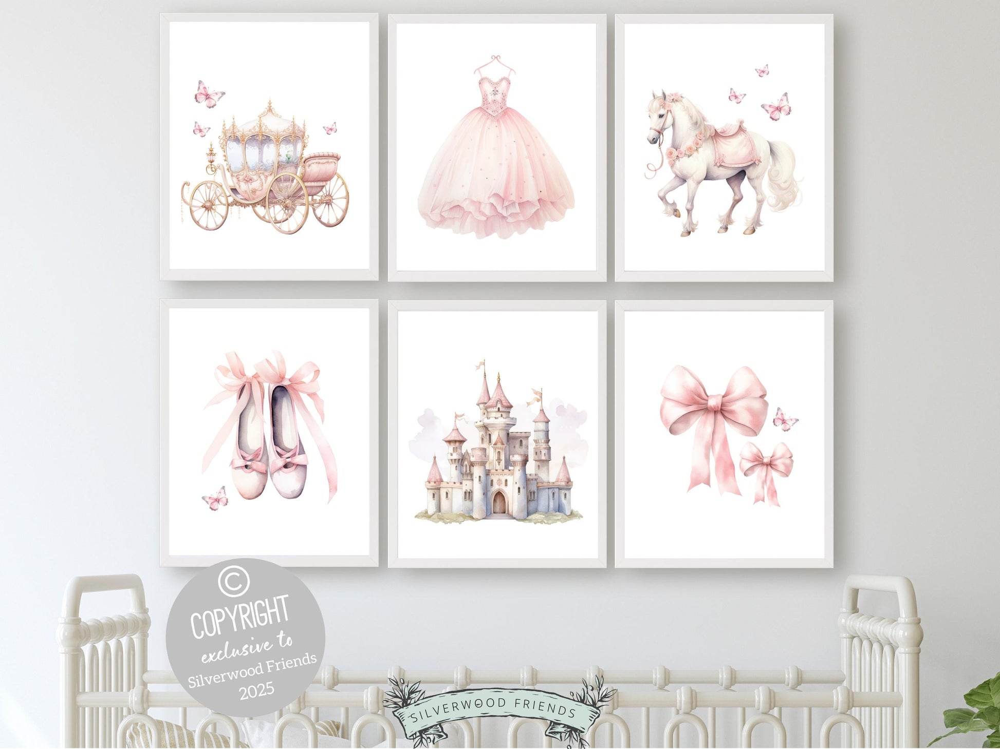 Baby Girls Princess Nursery Prints, Fairy Tale Nursery Decor, Fairytale Nursery Wall Art, Girls Princess Bedroom Wall Decor Digital Prints