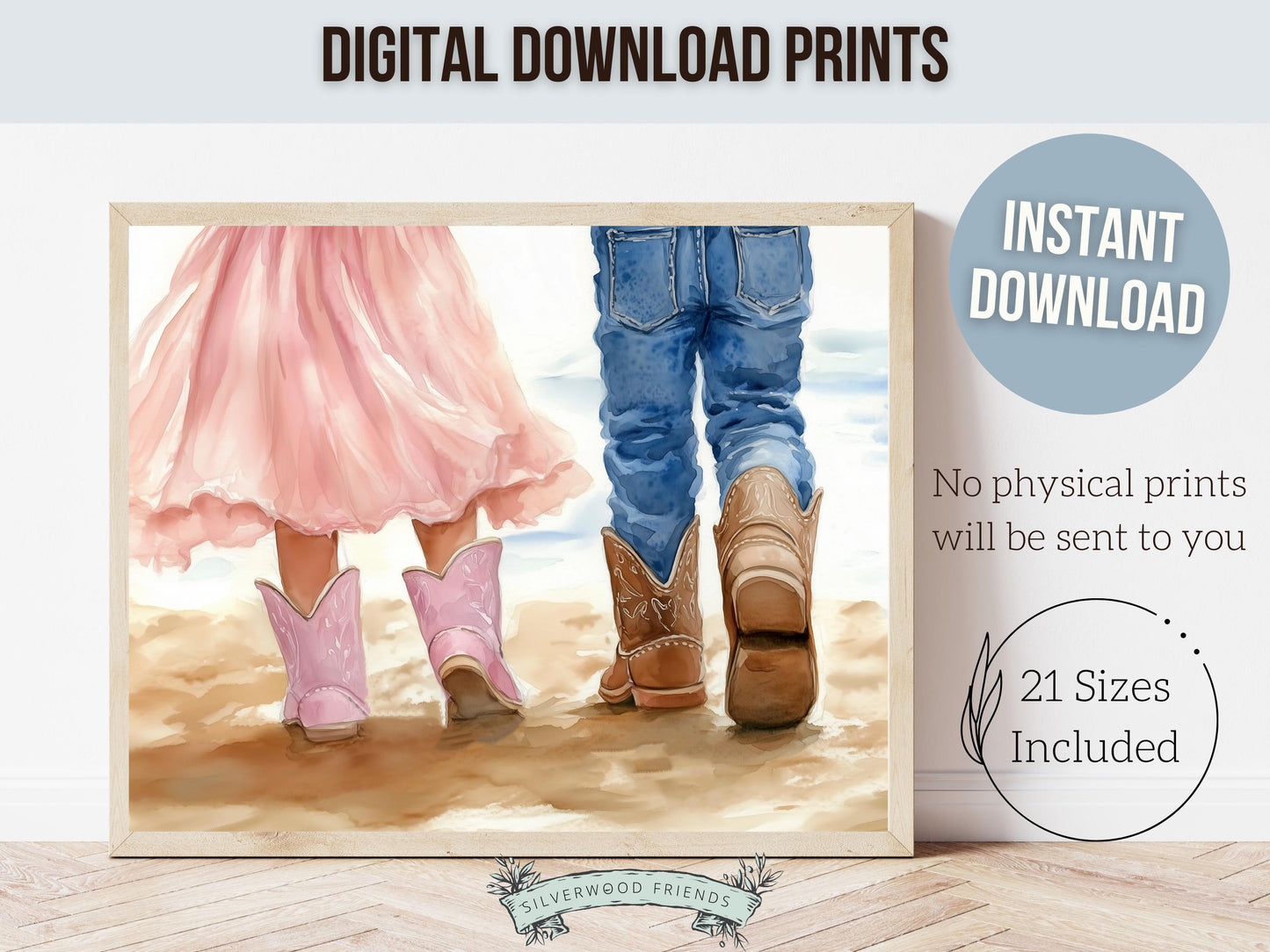Cowboy Nursery Print, Coastal Cowgirl Nursery Decor, Sibling Western Nursery Decor, Brother Sister Horse Room Nursery Wall Art Digital Print
