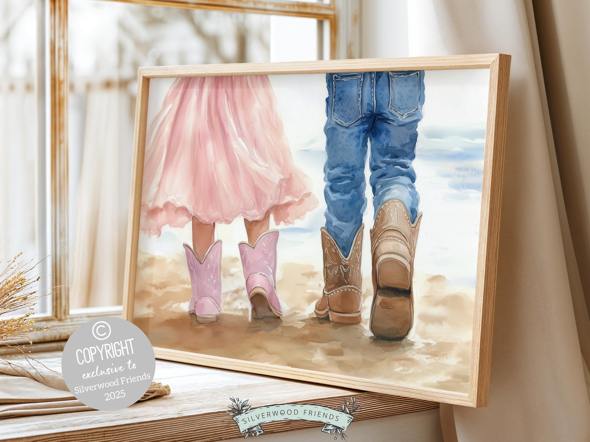 Cowboy Nursery Print, Coastal Cowgirl Nursery Decor, Sibling Western Nursery Decor, Brother Sister Horse Room Nursery Wall Art Digital Print