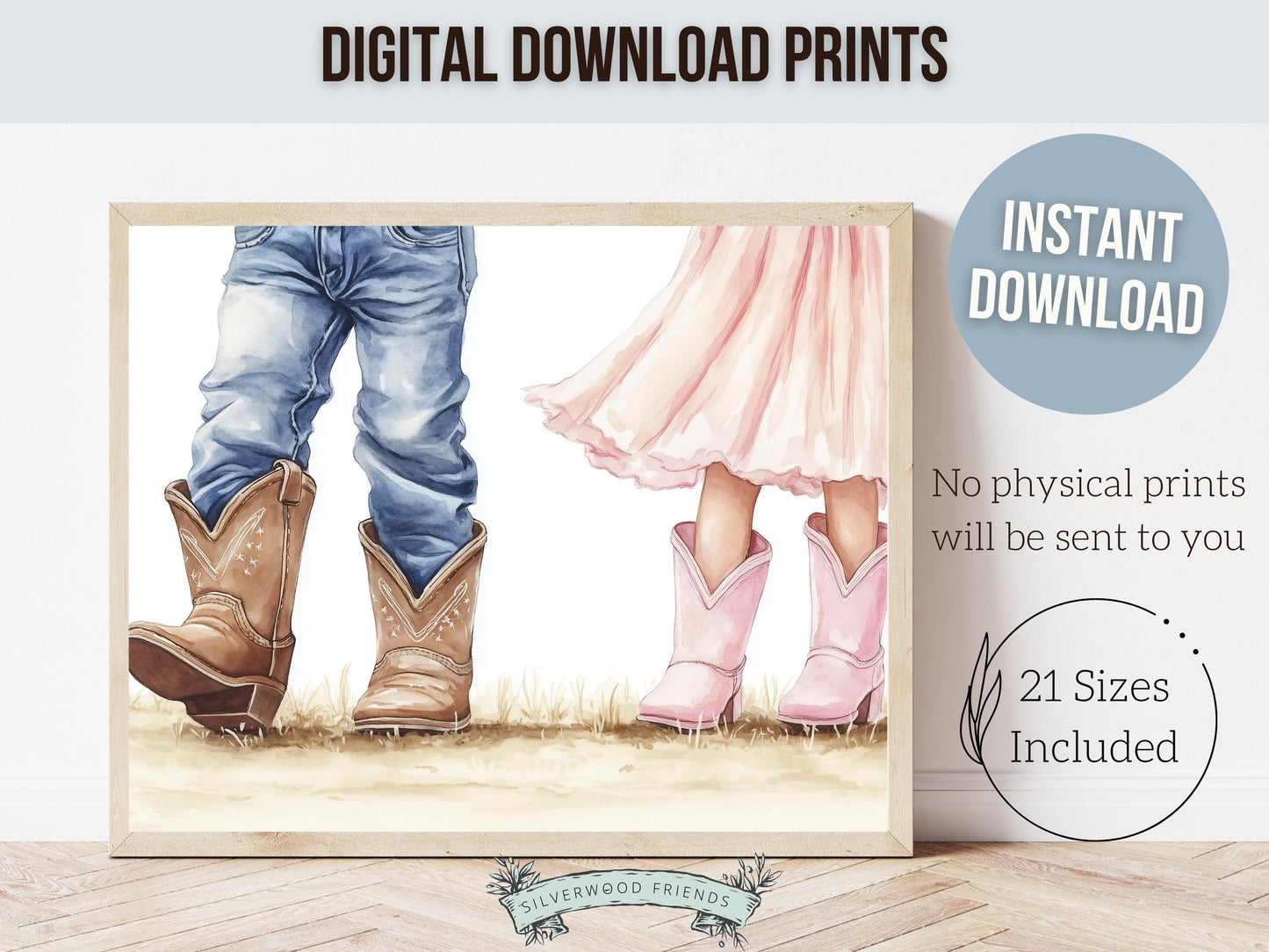 Cowboy Nursery Print, Cowgirl Nursery Decor, Sibling Western Nursery Decor, Brother Sister Country Farmhouse Nursery Wall Art Digital Print