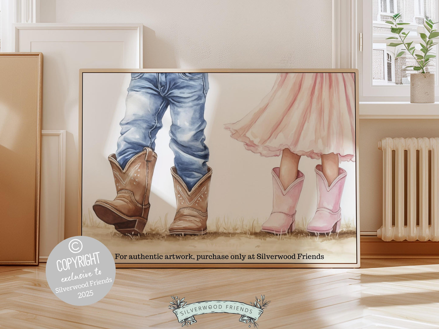 Cowboy Nursery Print, Cowgirl Nursery Decor, Sibling Western Nursery Decor, Brother Sister Country Farmhouse Nursery Wall Art Digital Print
