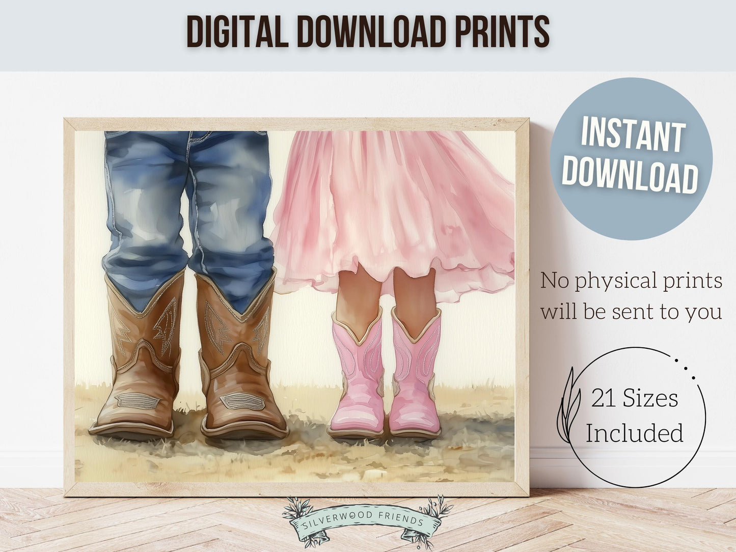 Cowboy Boots Print, Cowgirl Cowboy Nursery Decor, Twins Western Nursery Decor, Kids Country Farmhouse Horse Nursery Wall Art Digital Print