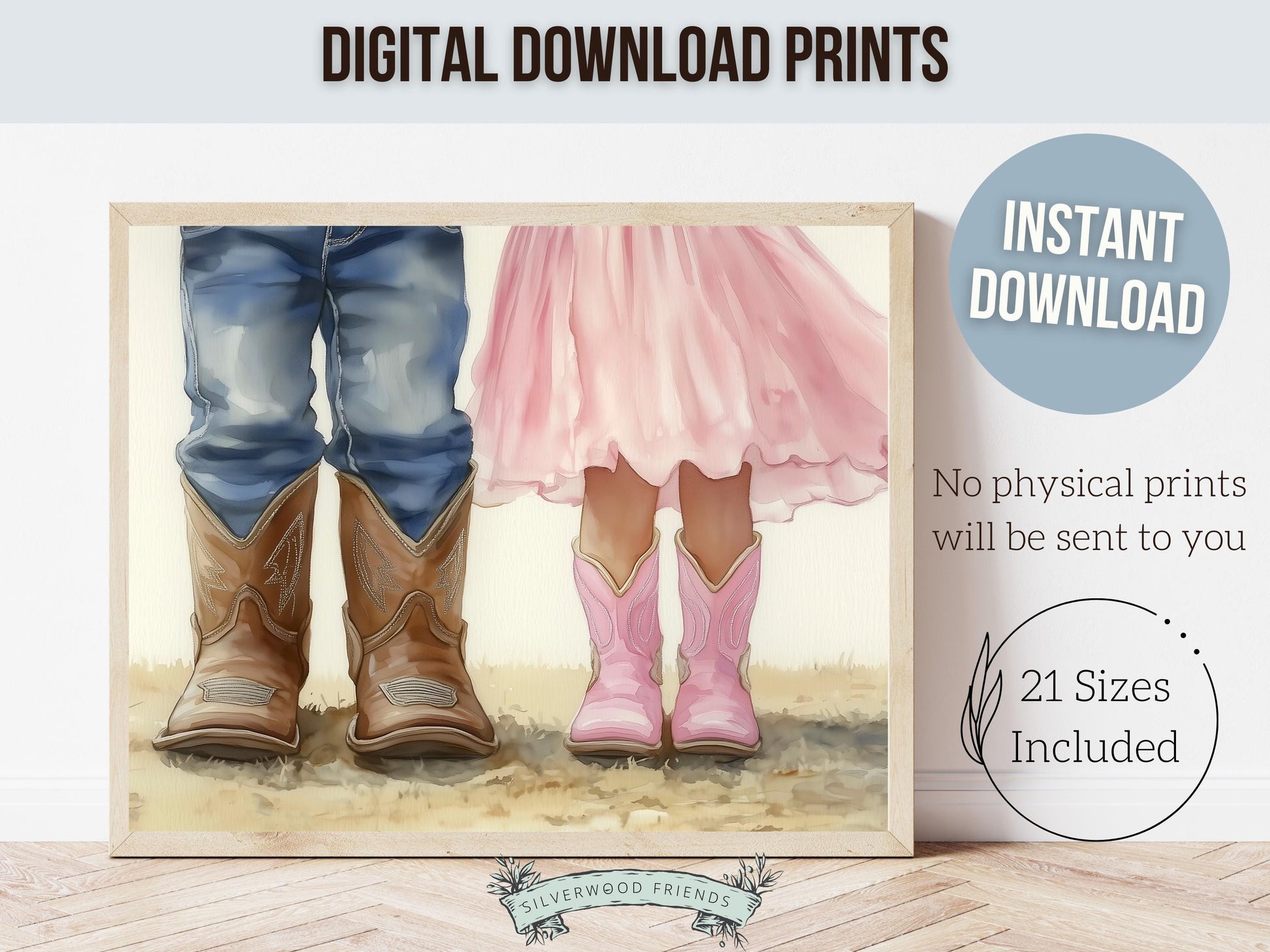 Cowboy Boots Print, Cowgirl Cowboy Nursery Decor, Twins Western Nursery Decor, Kids Country Farmhouse Horse Nursery Wall Art Digital Print