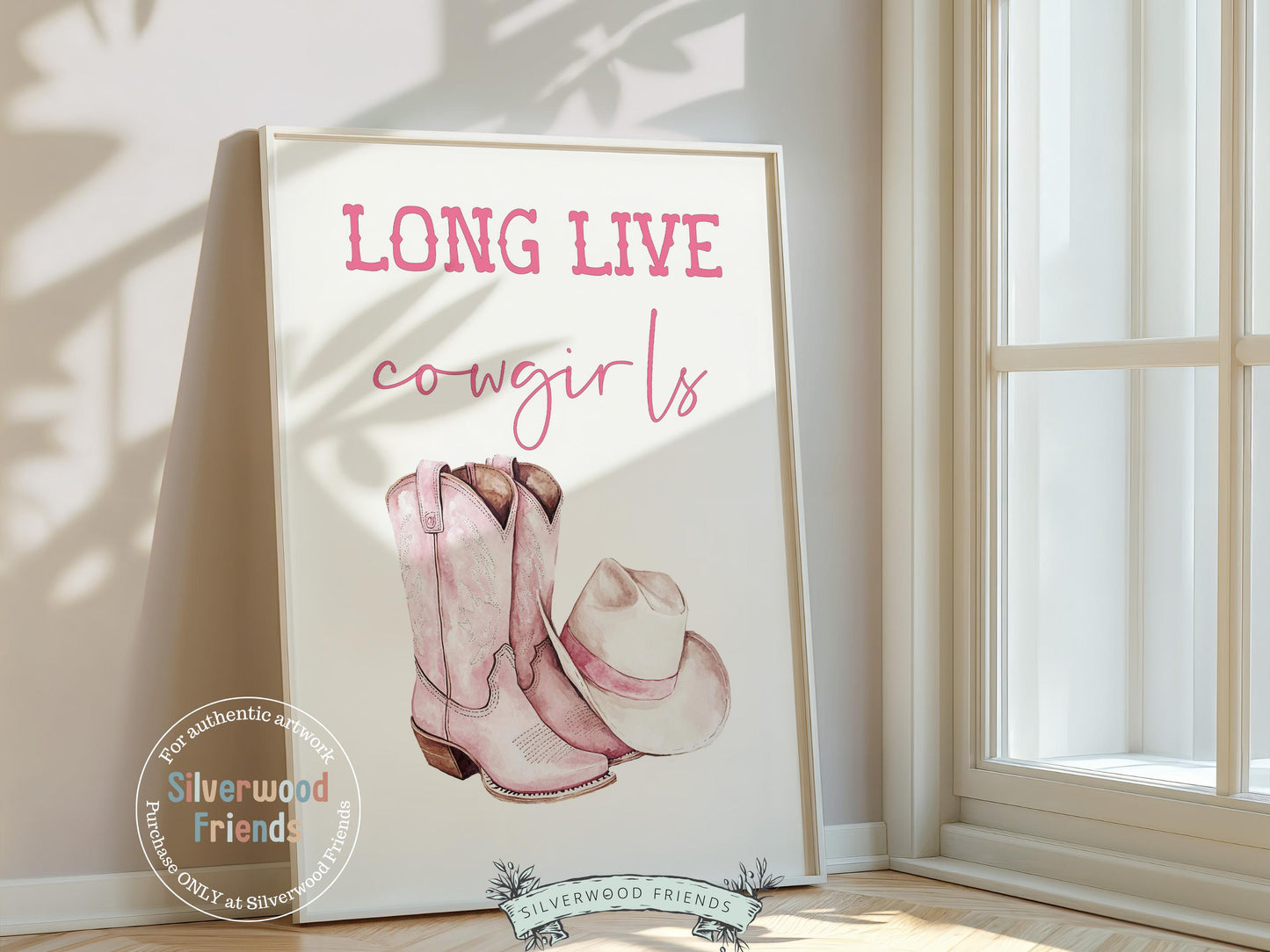 Pink Cowboy Hat Boots Print, Long Live Cowgirls Print, Country Coastal Cowgirl Nursery Print, Teen Girl Country Western Decor Digital Print